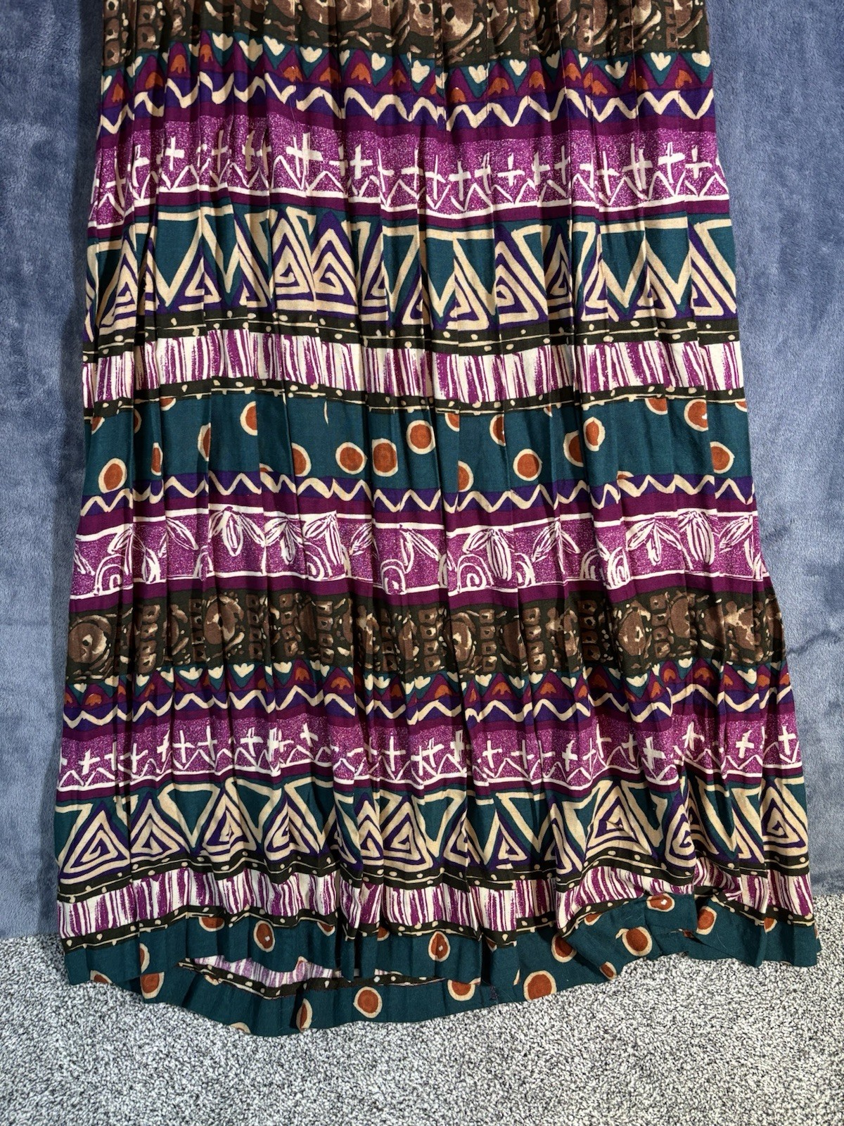 RabbitRabbit Geometric Multicolor Pink Rayon 90s Vintage Dress with Belt Size 12
