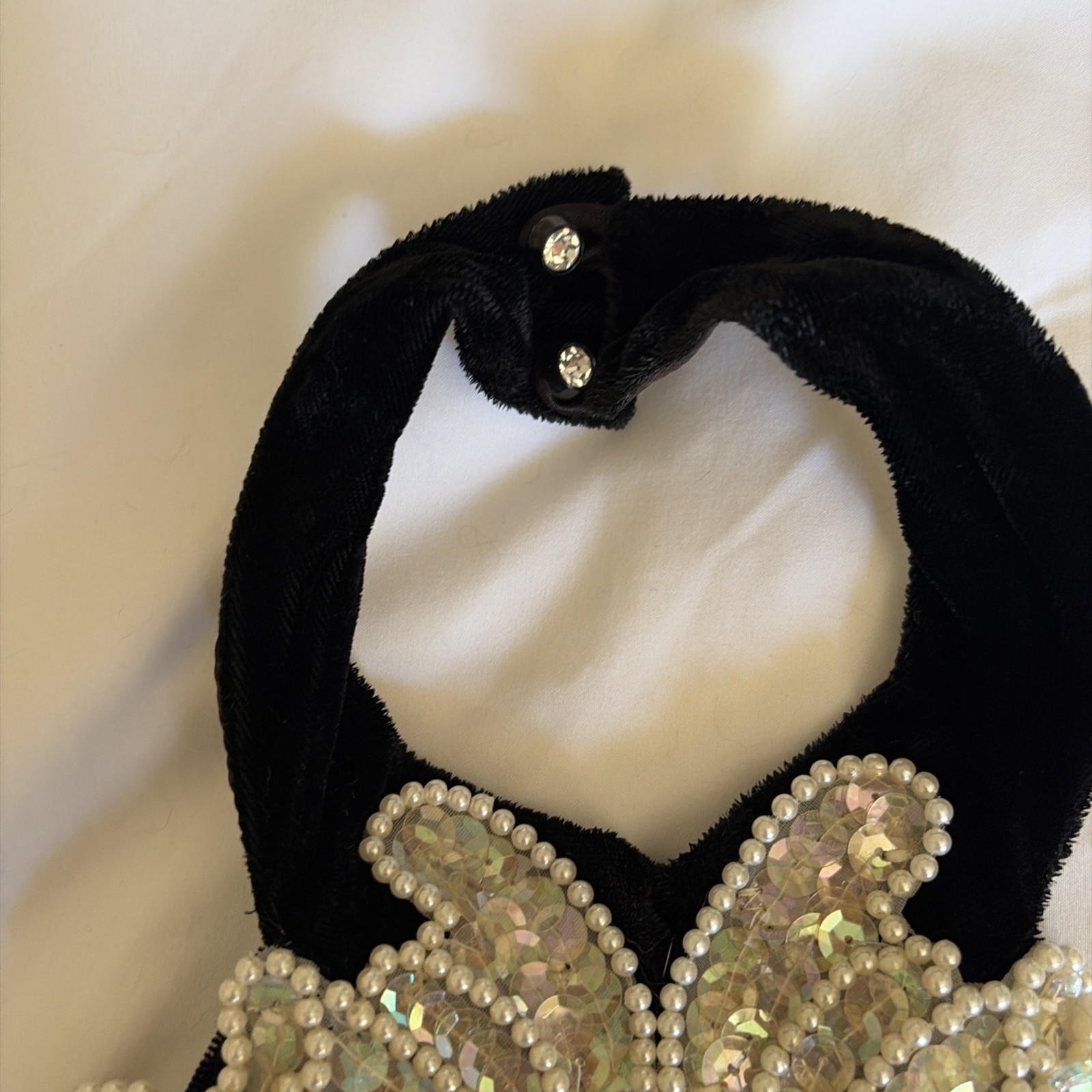 Vintage Black Velvet Sequin Crinoline 80s Backless Prom Cocktail Dress