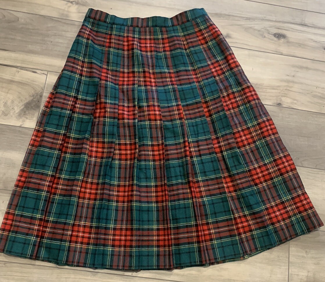 Vintage Potomac Collection Tartan Maxi Skirt. Pleated, Wool Academia