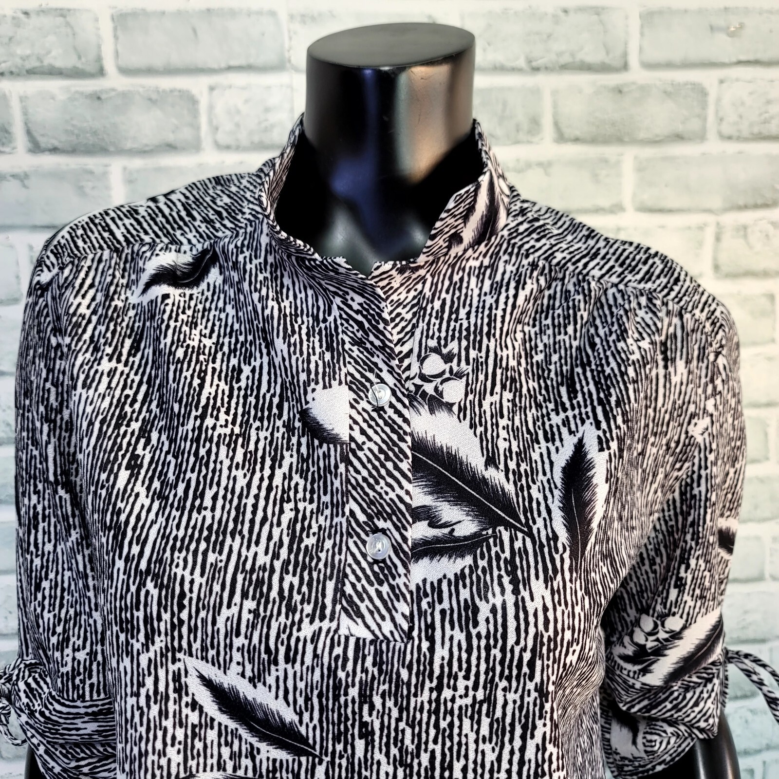 Vintage 80s Lind Clare Womens Blouse Half Sleeve 1/4 Button Up Striped Top