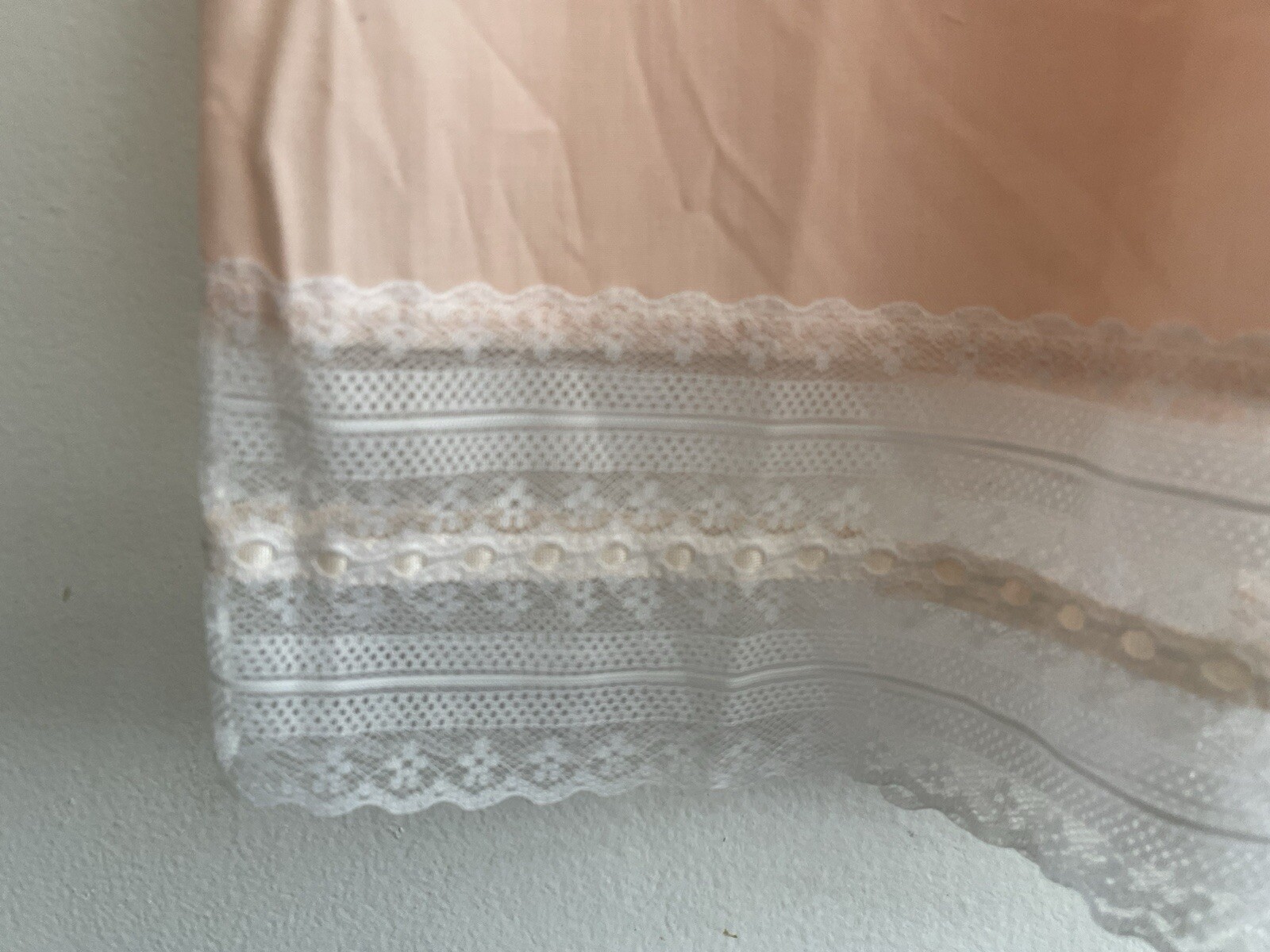 Vintage VASSARETTE Pink 26” Slip With Lace Size Small 65% Polyester 35% Cotton