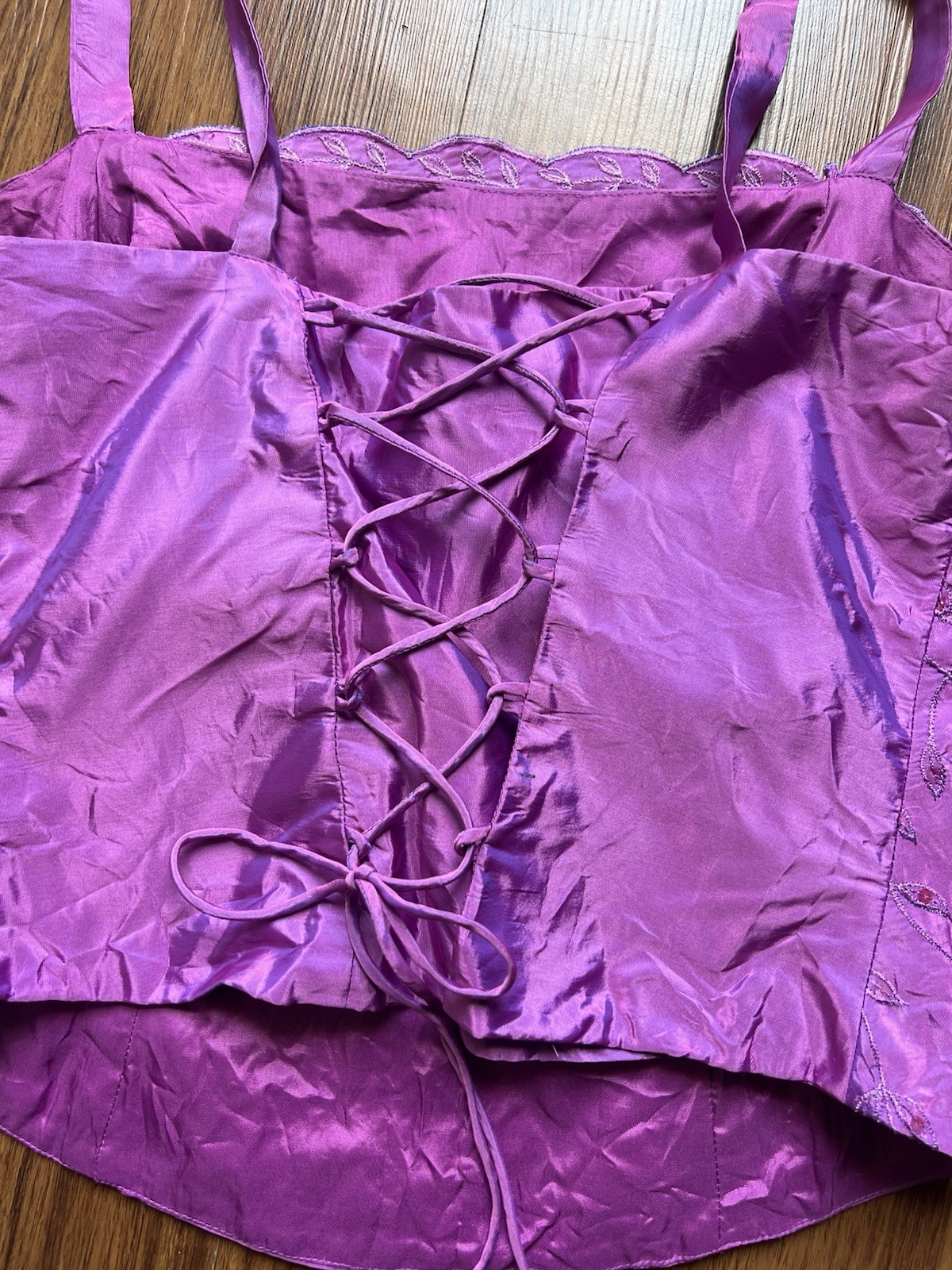 Vintage Dave & Johnny Corset Top Purple Iridescent Evening Embroidered Sequin 14