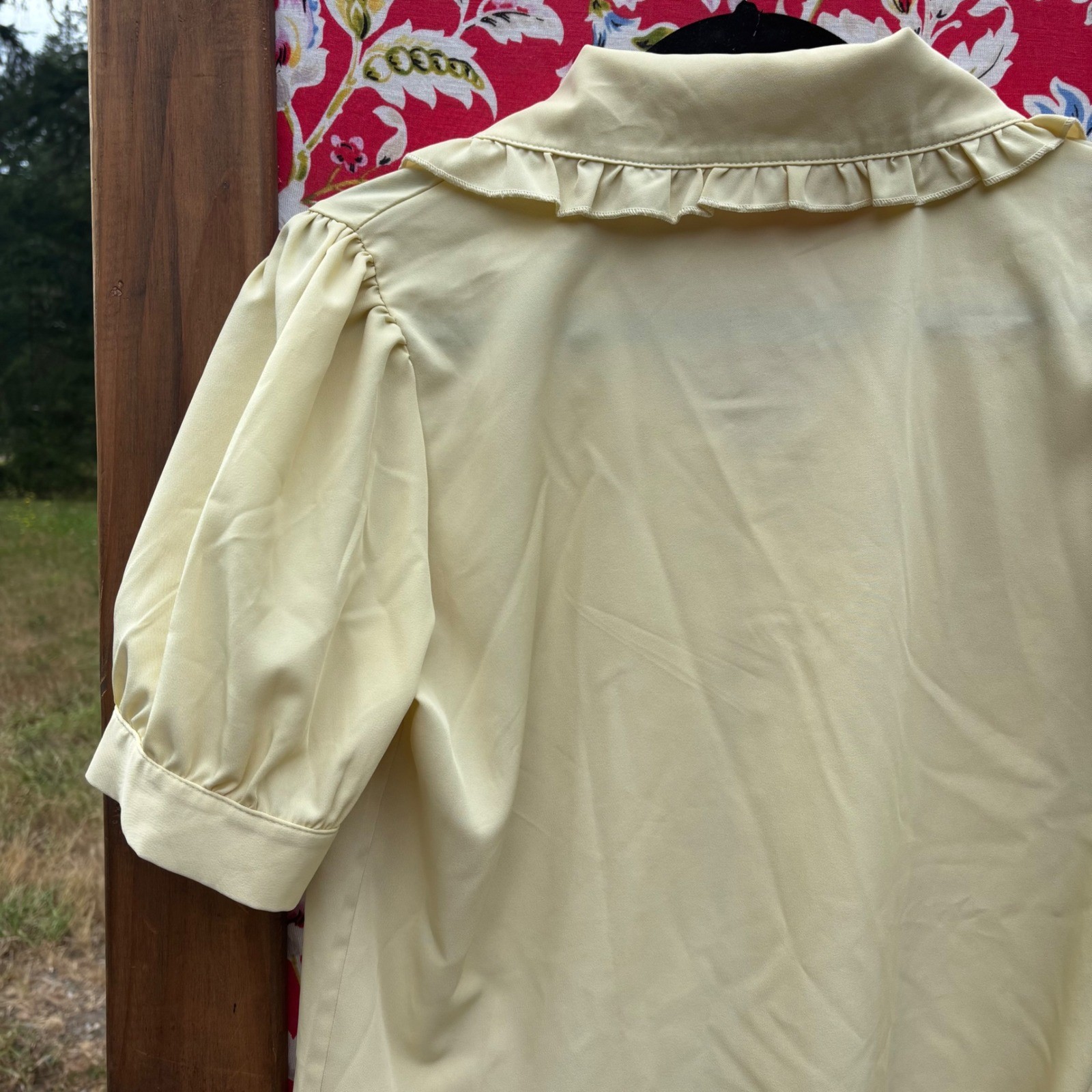 Vintage Butter Yellow Twee Collared Button Front Blouse Women’s Size L