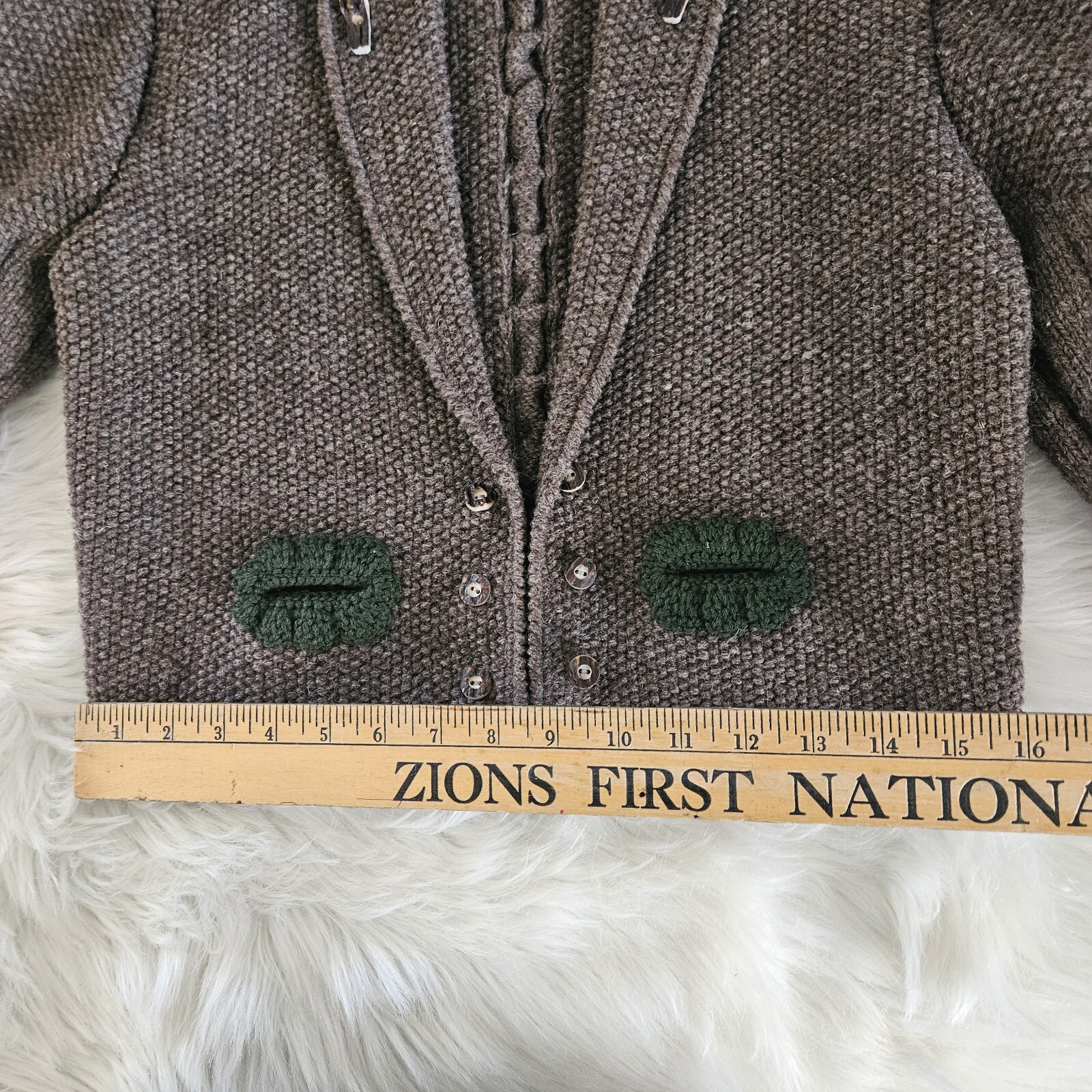 VTG Austria Jacket Octoberfest Cable Knit Hand Stitch Wool Crop Vienna US-M 70s