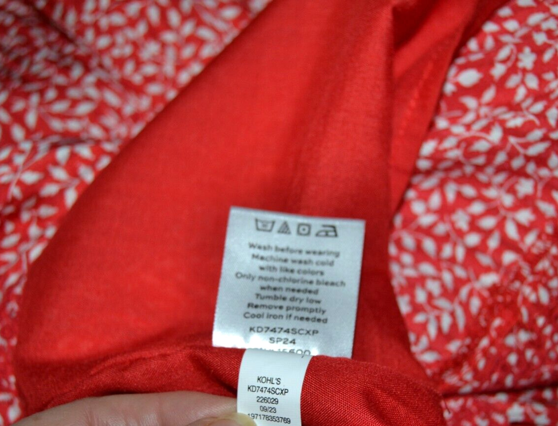 DRAPER JAMES Button Front Shirt Dress RED/CREAM Size S Vintage Fully Lined NWT