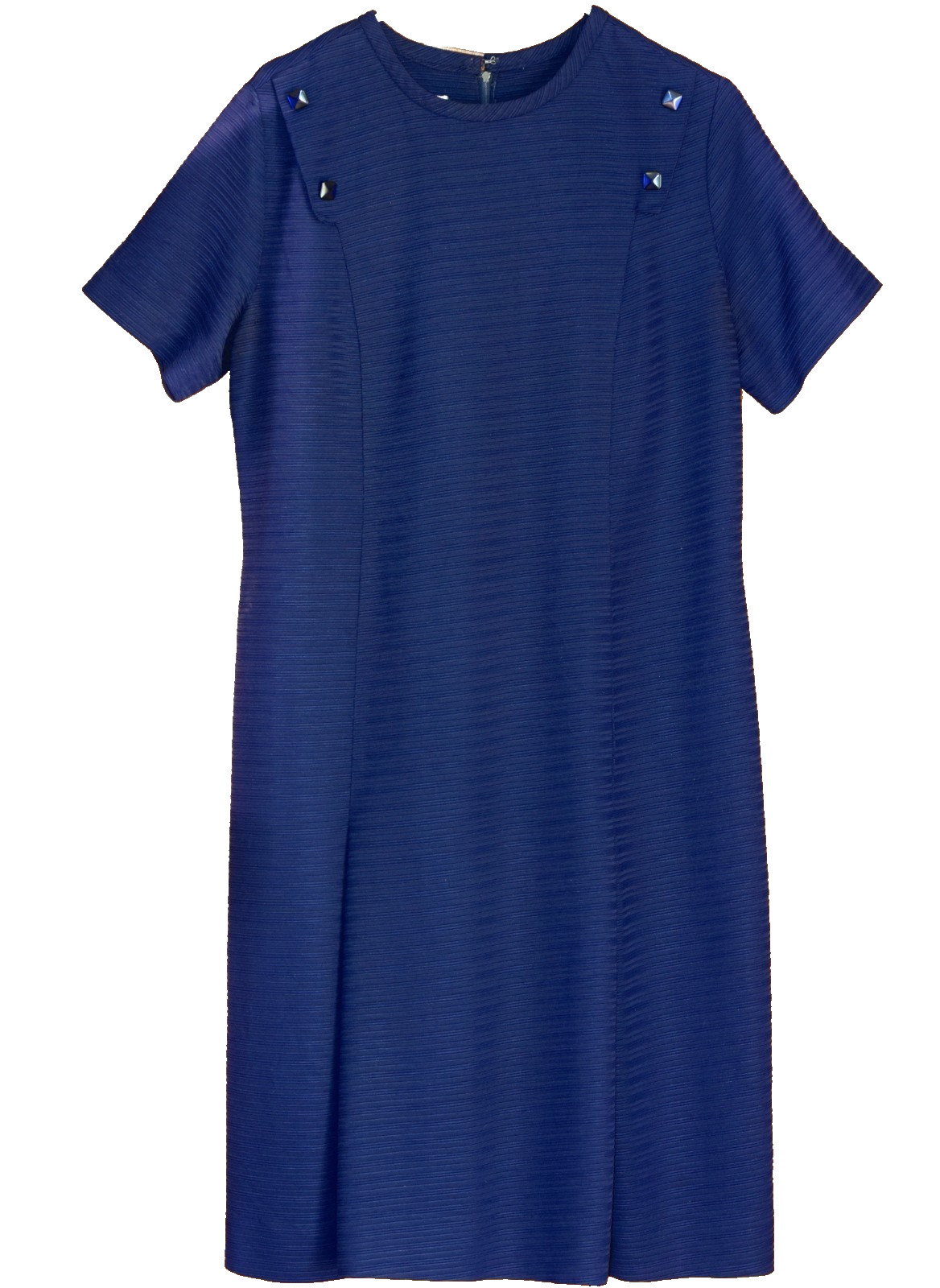 EARLY 1960’S VINTAGE BUTTON TRIMMED DOUBLE KNIT NAVY BLUE „VESPA DRESS”- LARGE