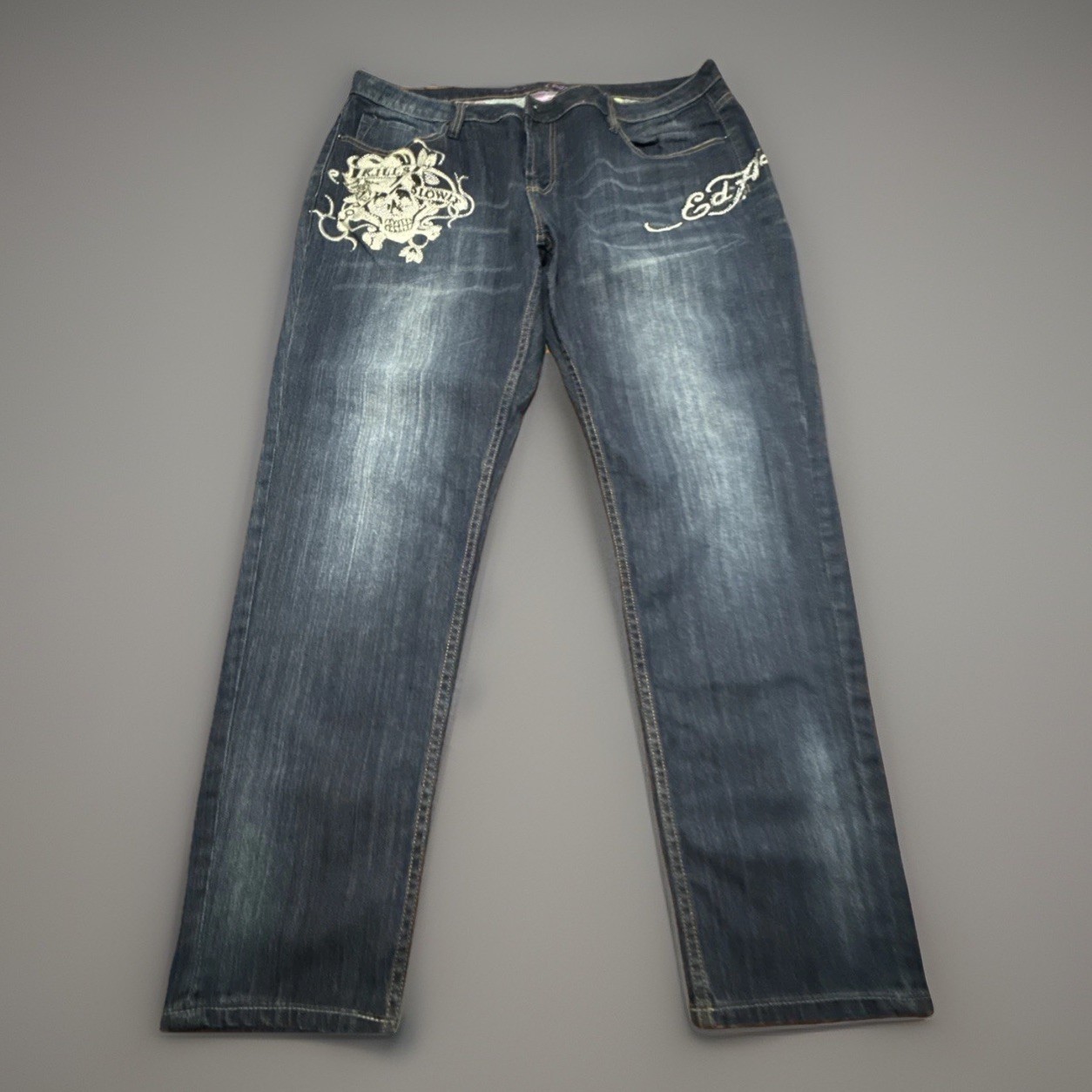 Vintage Ed Hardy Love Kills Slowly Distressed Jeans Size 22 See Description