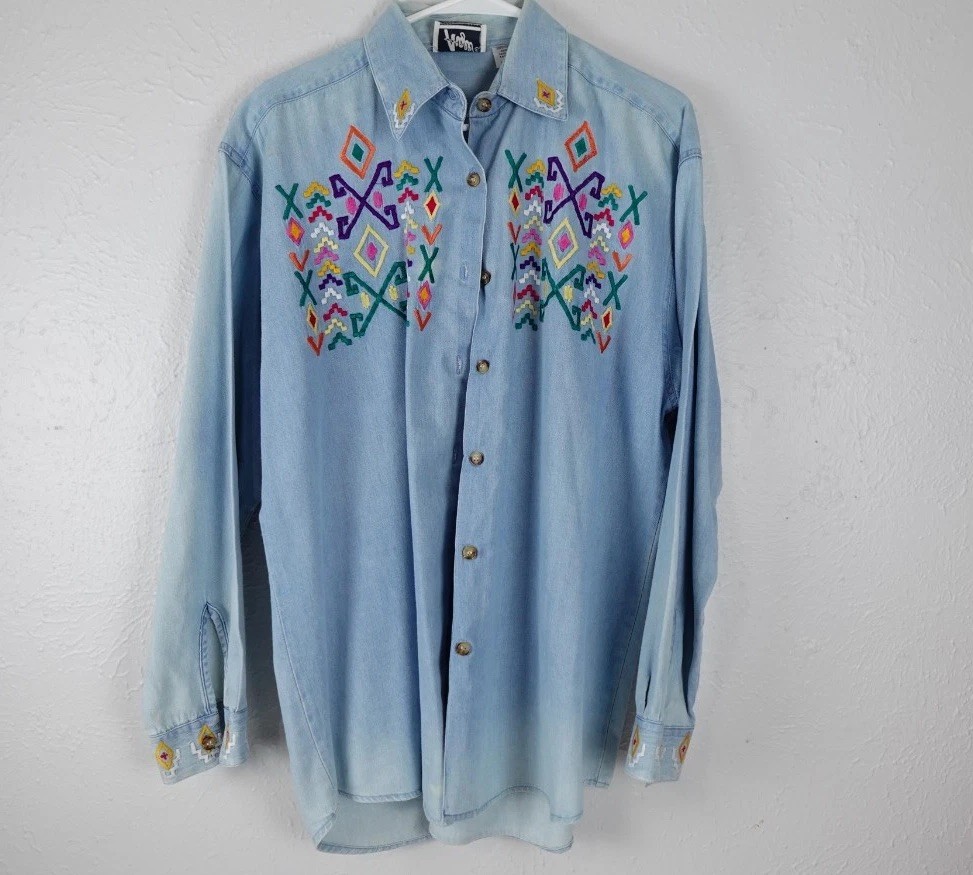 Vintage aiger Southwest Native American Button Up Shirt large