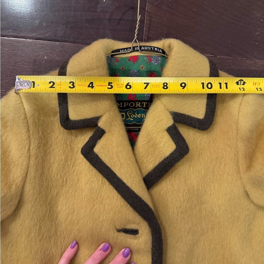 Vintage Lodenfrey 60s Austrian Yellow Loden Wool Mohair Coat Petite XXS/Kids 12