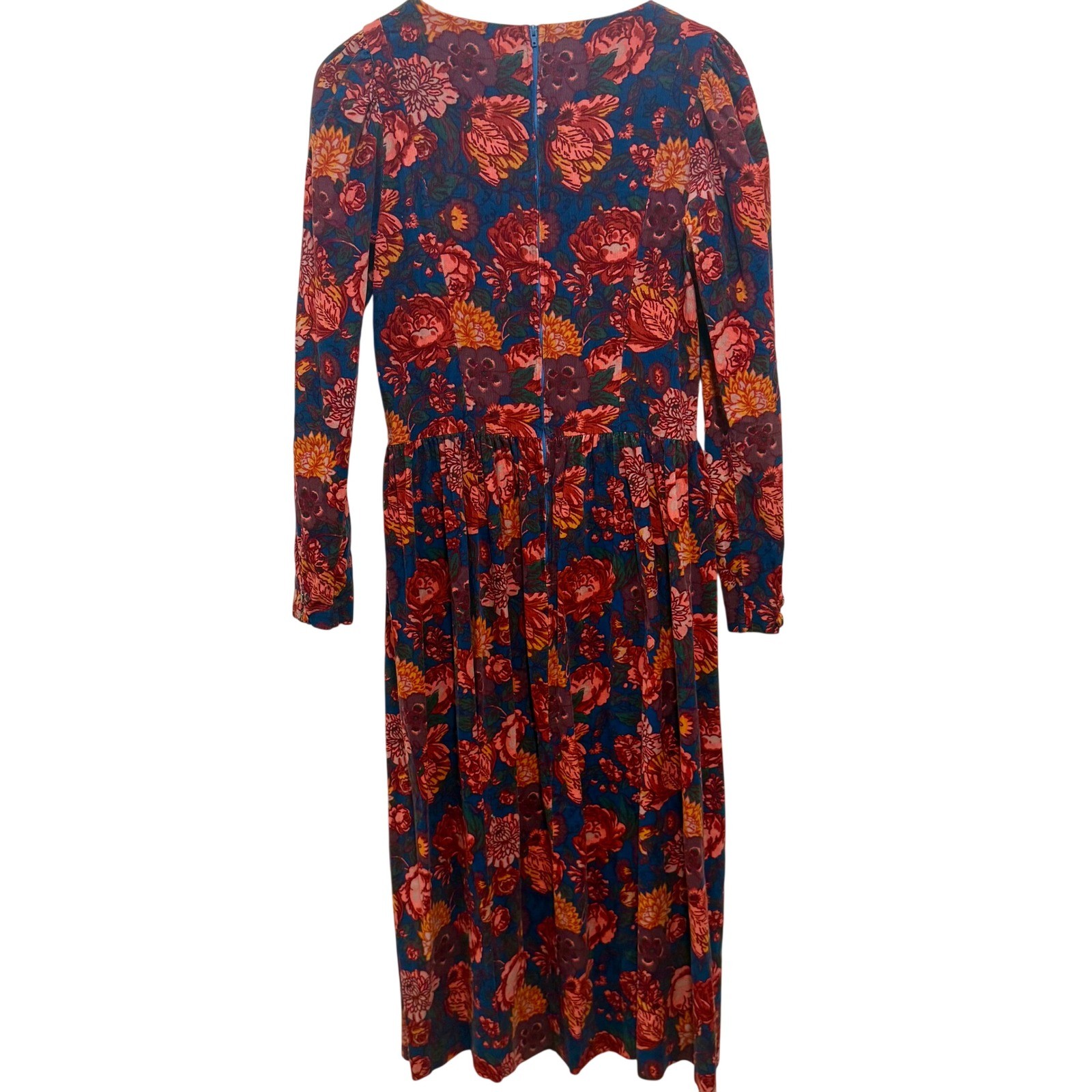Vintage 80s Laura Ashley Floral Corduroy Drop Waist Dress ~ Great Britain US 10