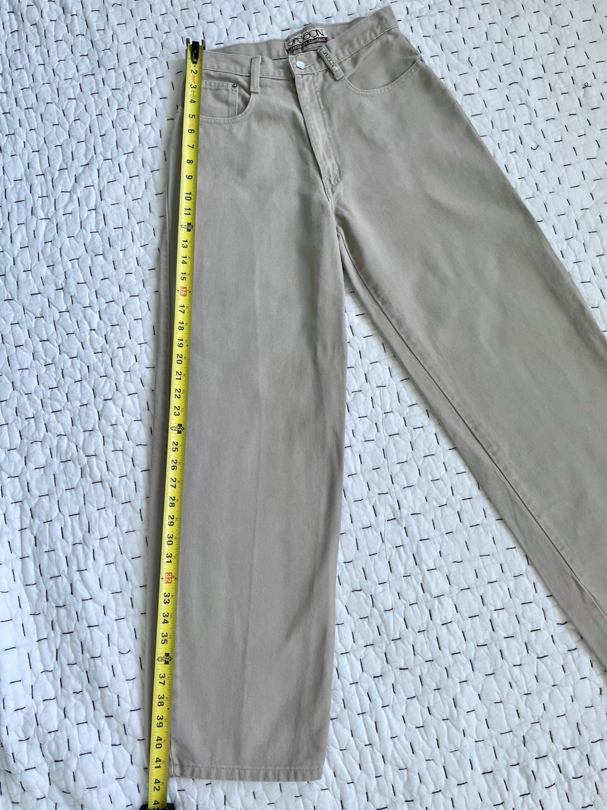 Vintage 28 X 30 Jeans Wide Leg High Waist 80s 90s Taupe Stone Sasson VGUC
