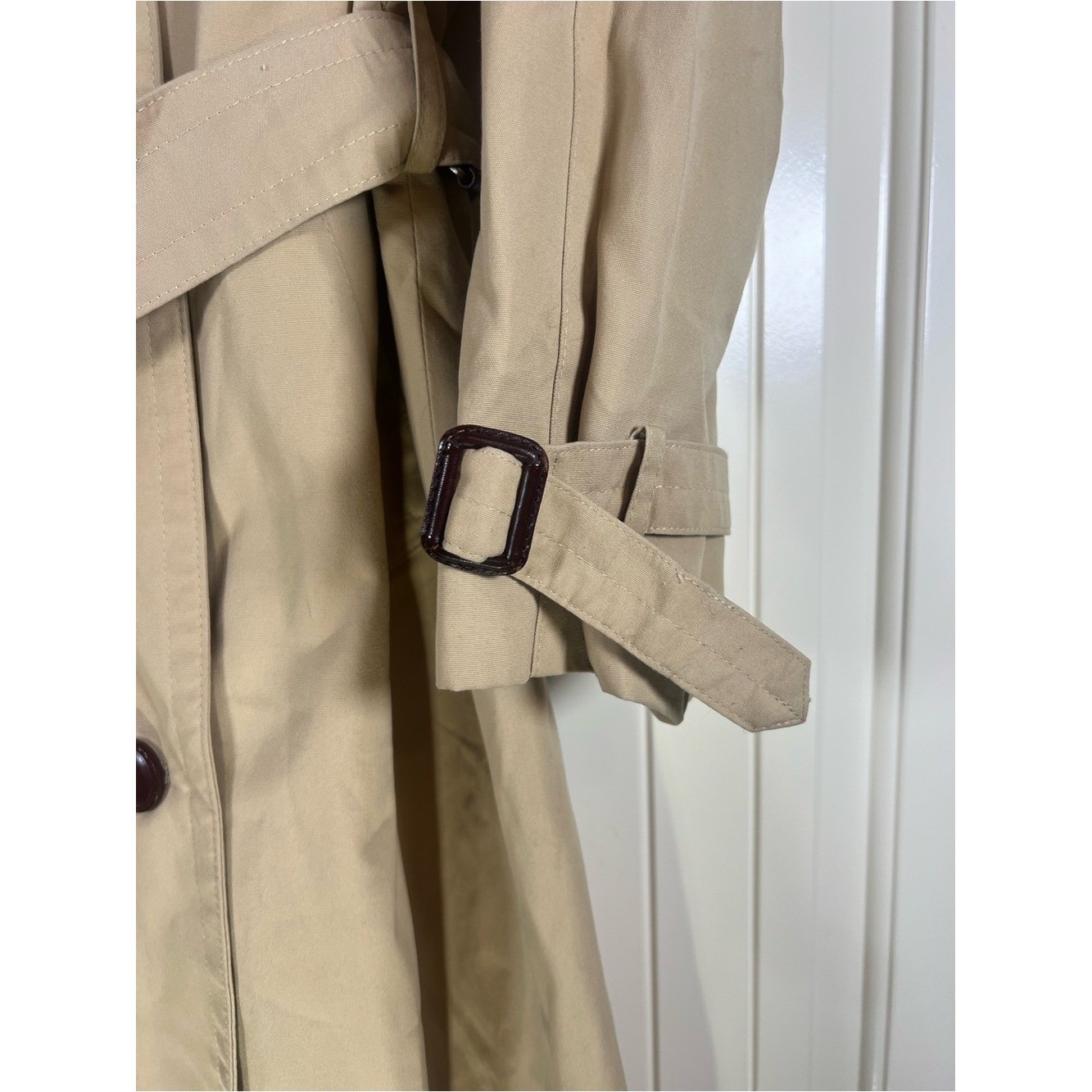 Vtg Etienne Aigner Trench Coat – Leather & Brass Accents – Late 70s/80s SIZE 10