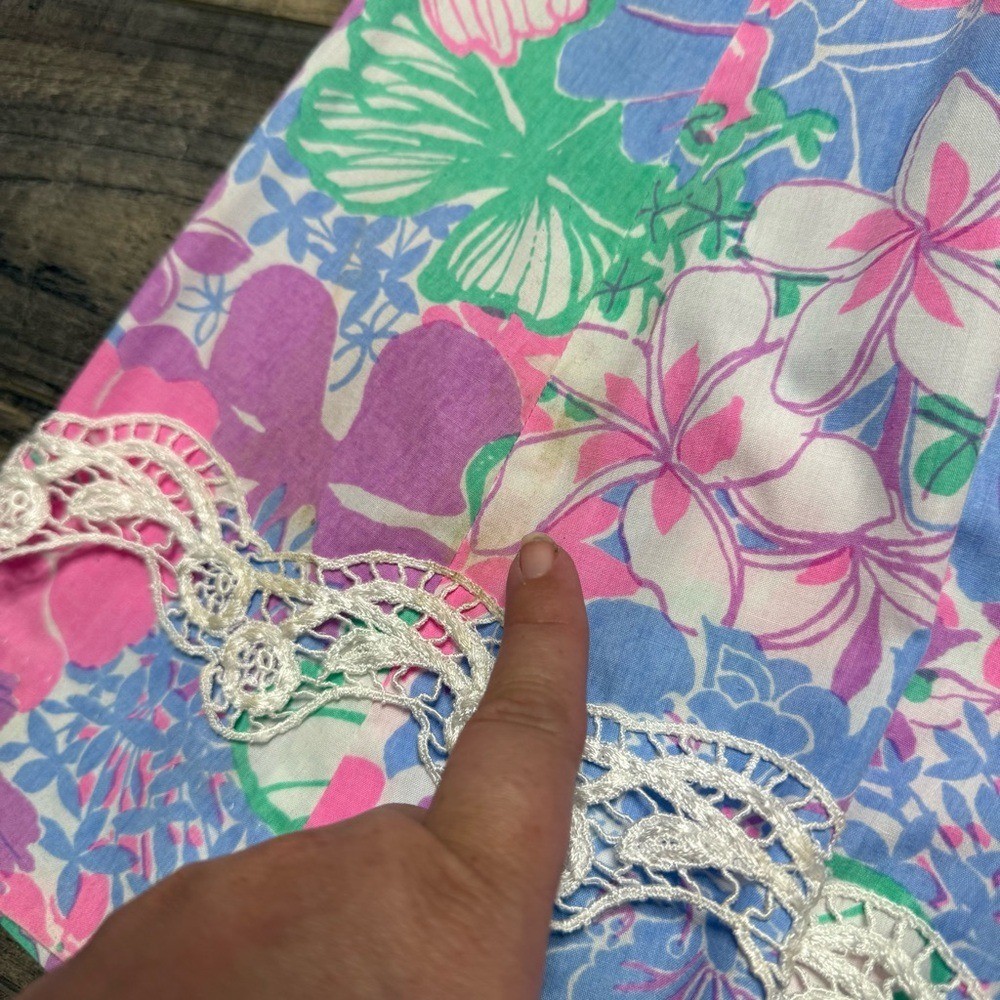 Vintage Lilly Pulitzer Pink Green A-Line Midi Skirt Resort Wear Women’s Small