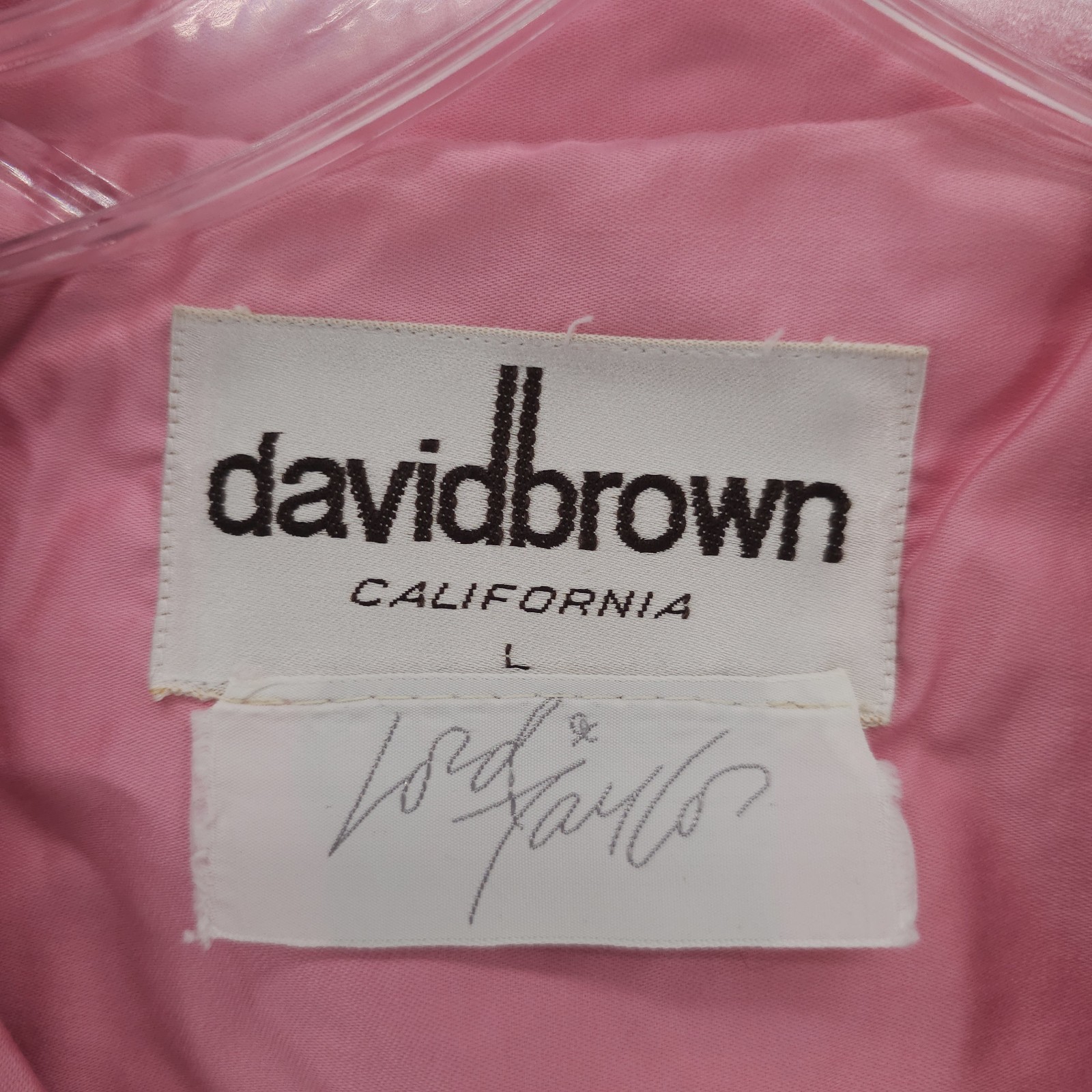 Vintage DAVID BROWN Lord Taylor Pink Cotton Robe White Trim Belted LARGE