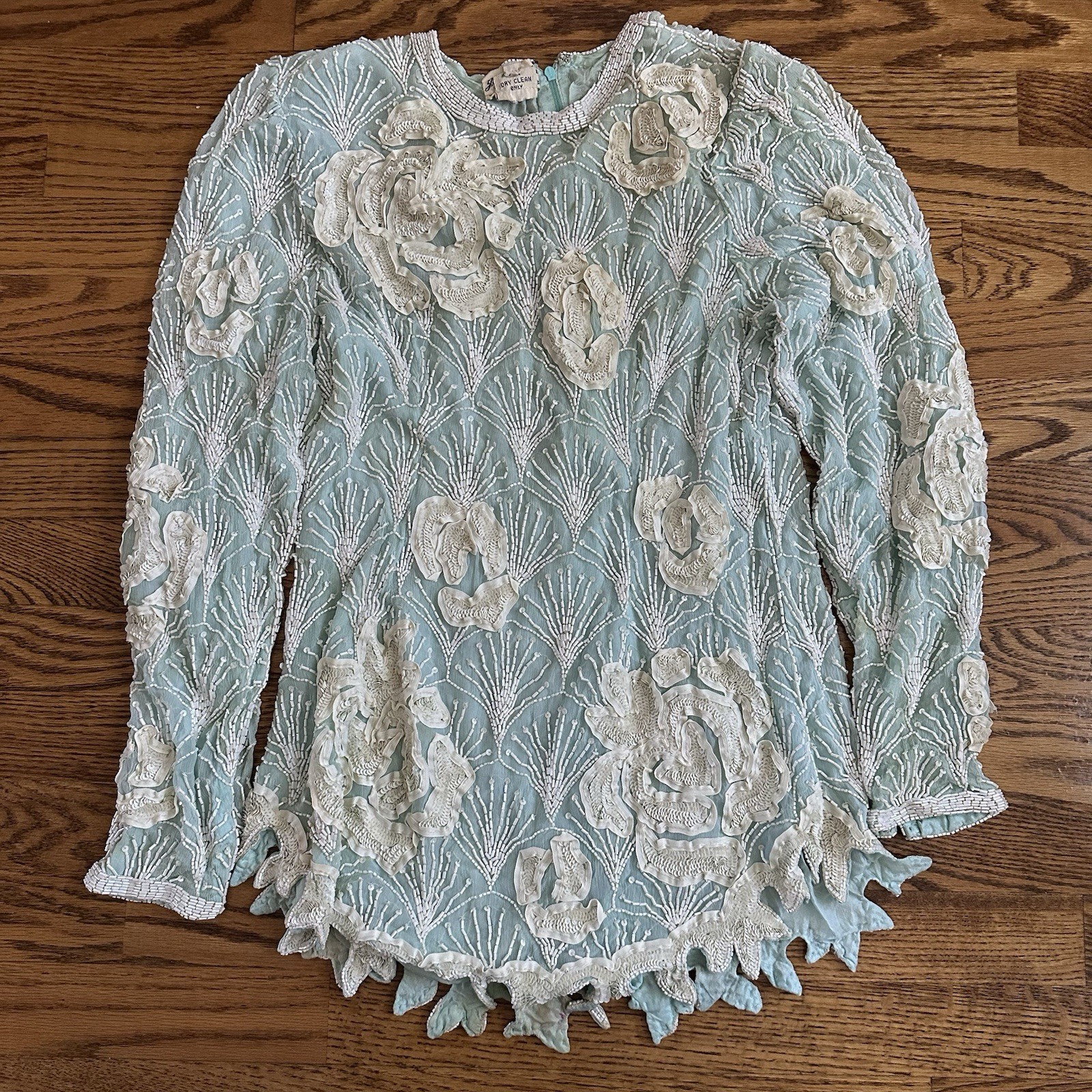 Vintage 1980s Judith Ann Creations 100% Silk Sequined Beaded Top