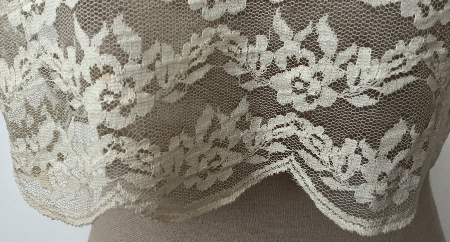 Antique Victorian Bed Jacket Floral Net Scalloped LACE~Medium~TLC~Restore~As Is.