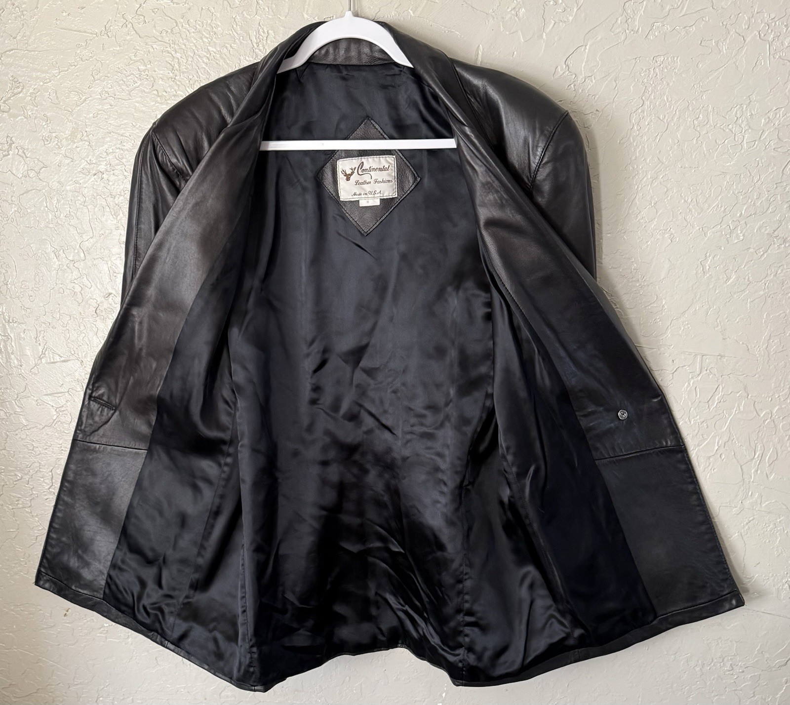 Vintage Continental USA English Lambskin Leather Jacket Women’s Black Sz M Soft