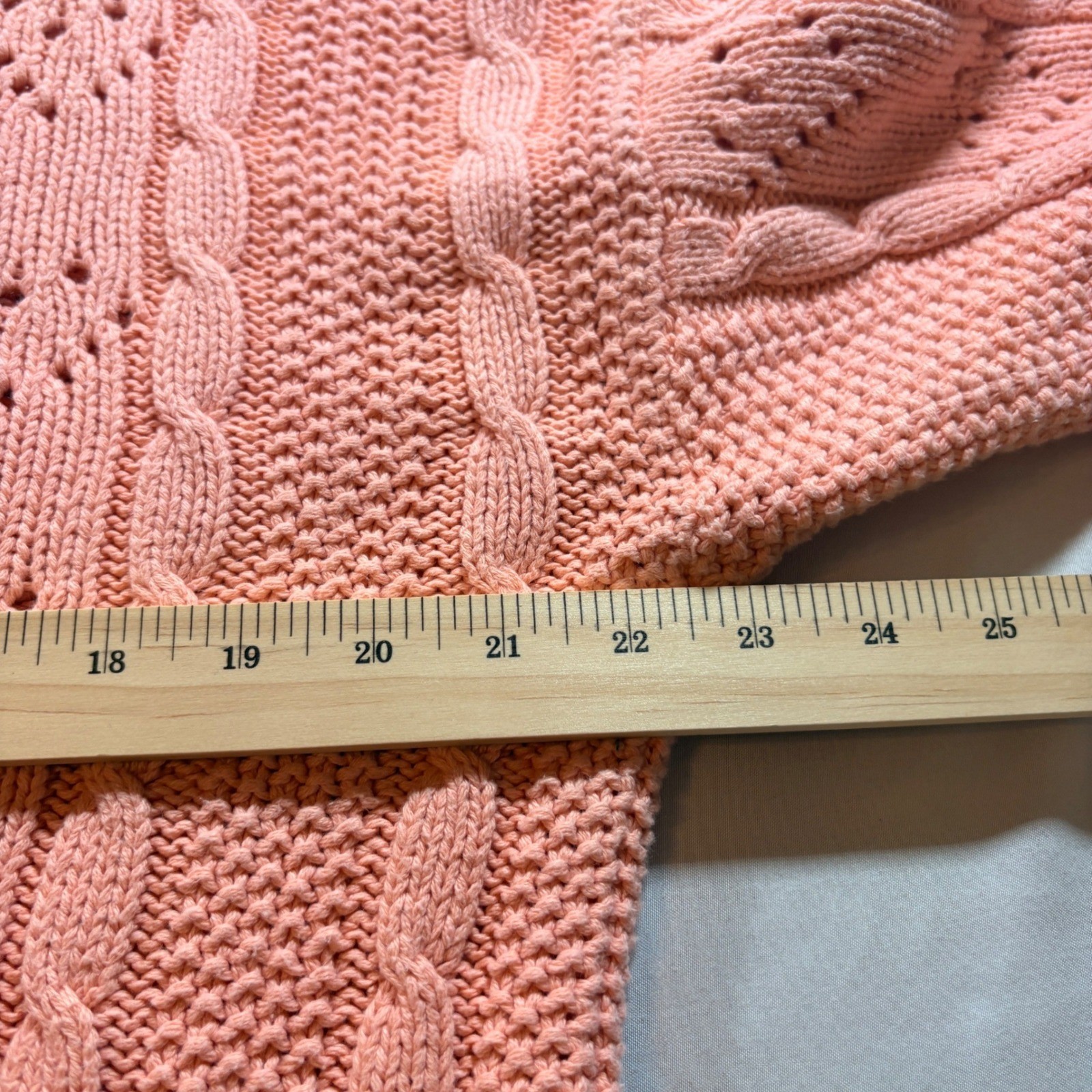 Outback Red Cable Knit Sweater Womens Medium Pink Cotton Mock Neck Vintage 90s