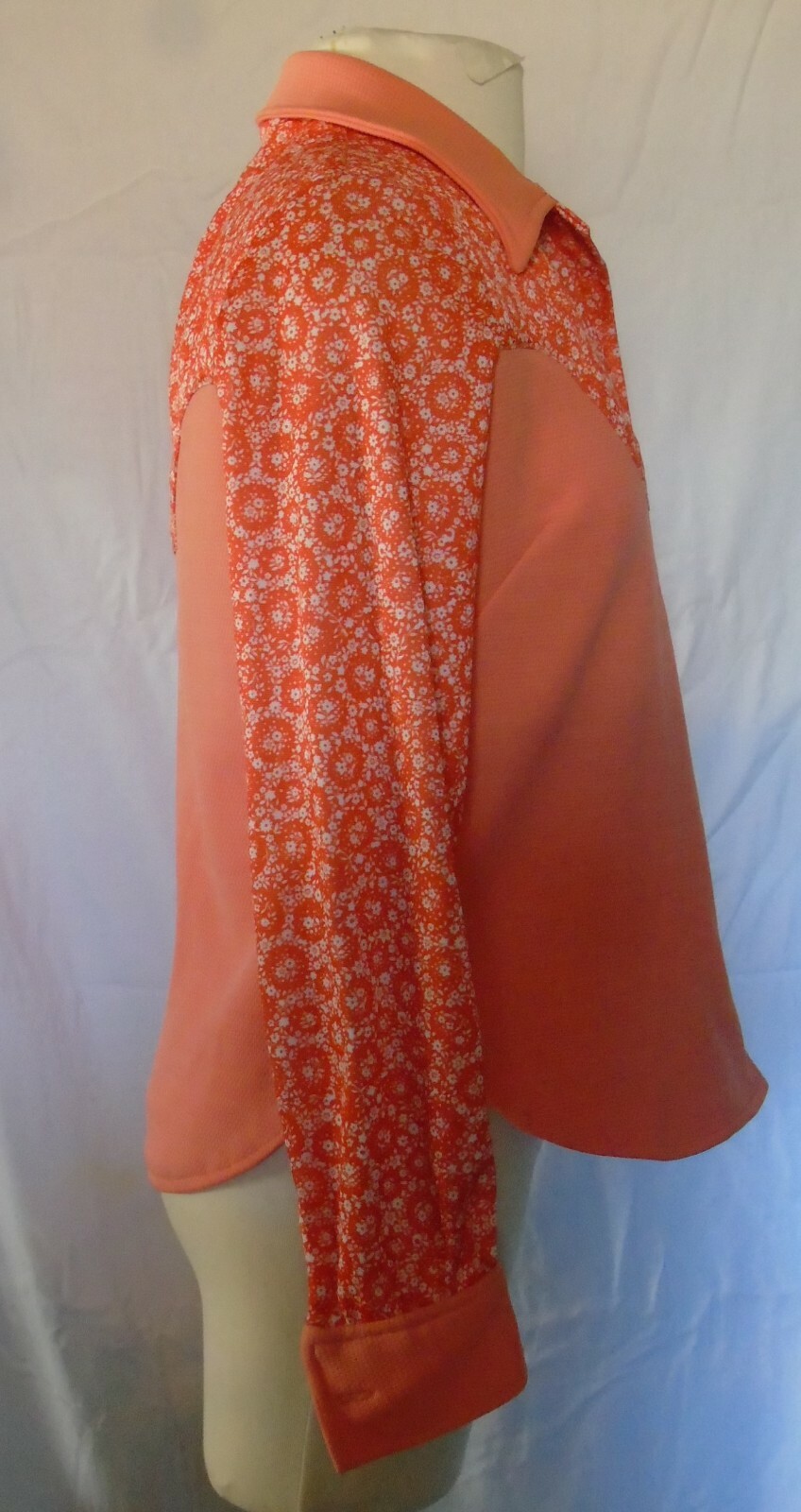Vtg Polyester Orange Top Shirt Blouse Hand Made Western Look Size Sm Med #4