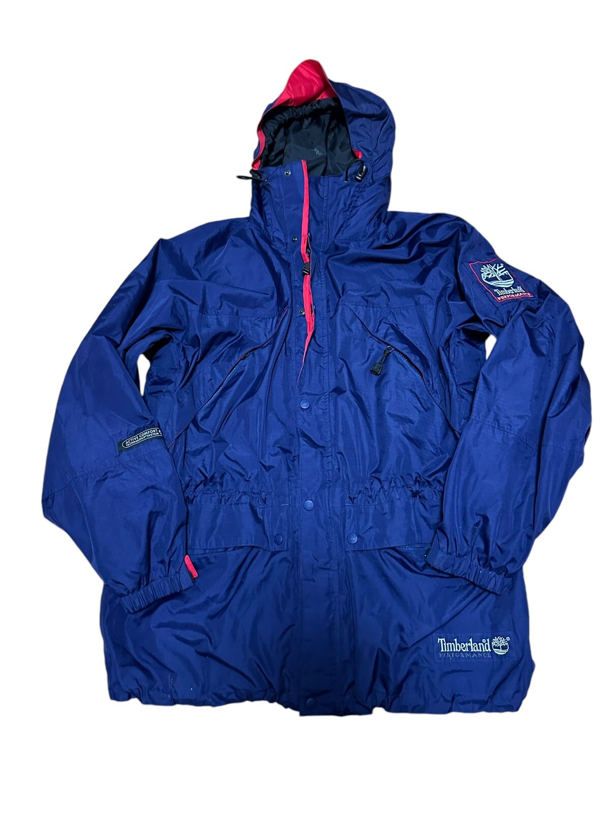 Vintage Timberland Performance Windbreaker Hooded Jacket Medium Outdoor Indigo