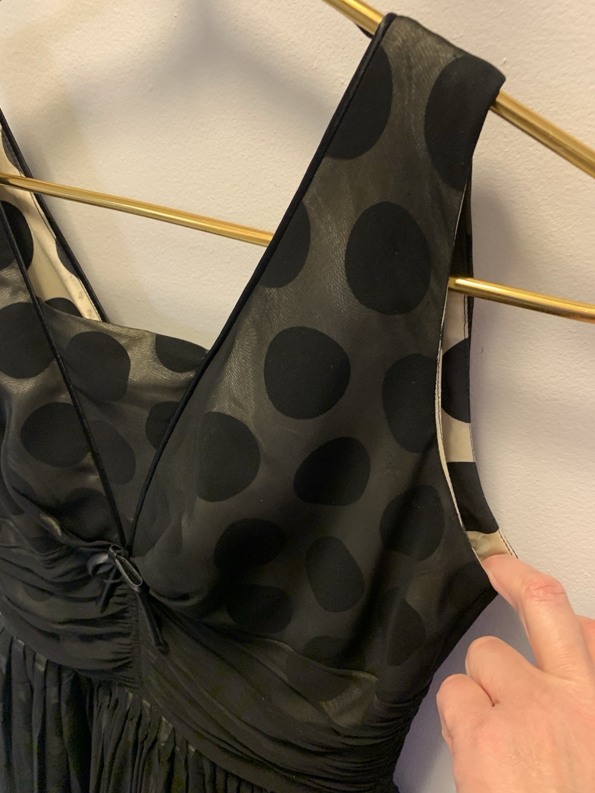 Vintage 1950’s Polka Dot Evening Gown Cocktail Black XS 32 X 24