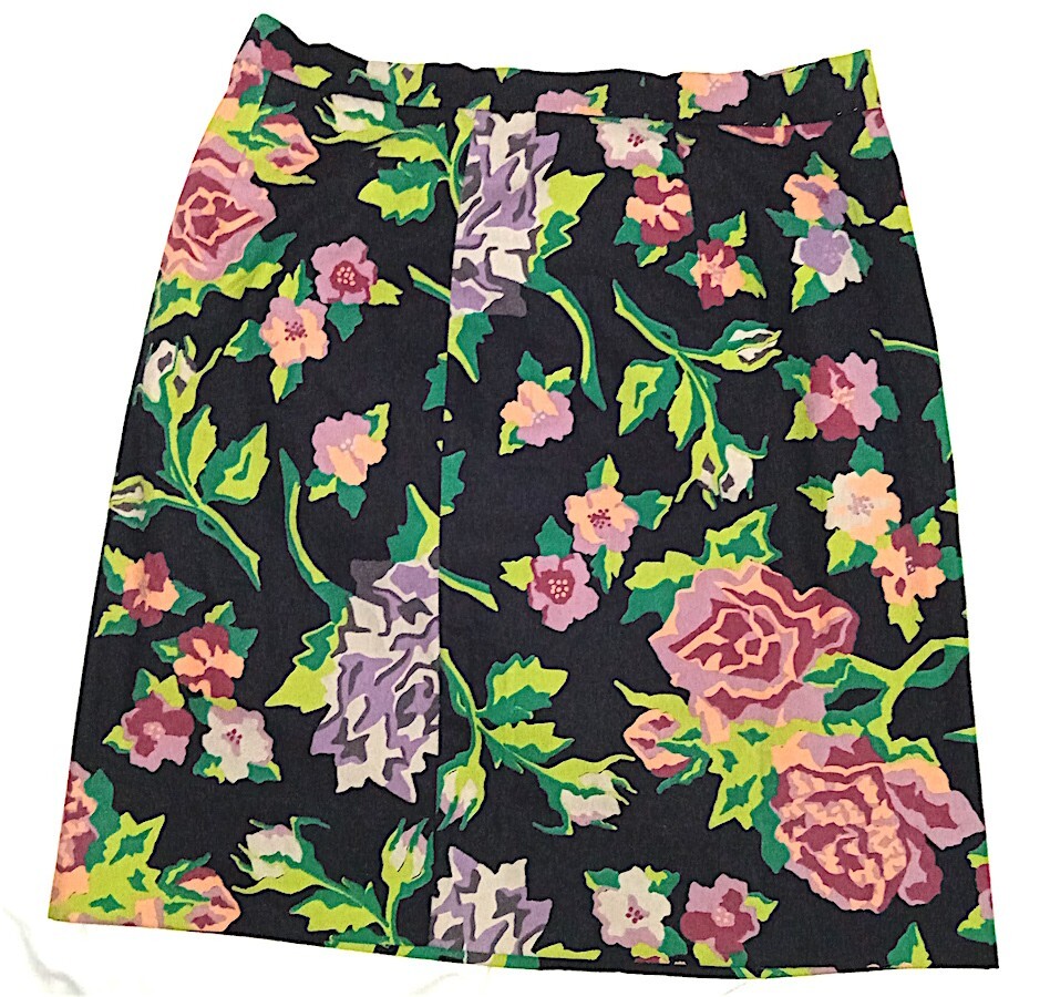 NAJ OLEARI 80s Italy Mini Skirt Skirt Black Floral Cotton Original Paninaro