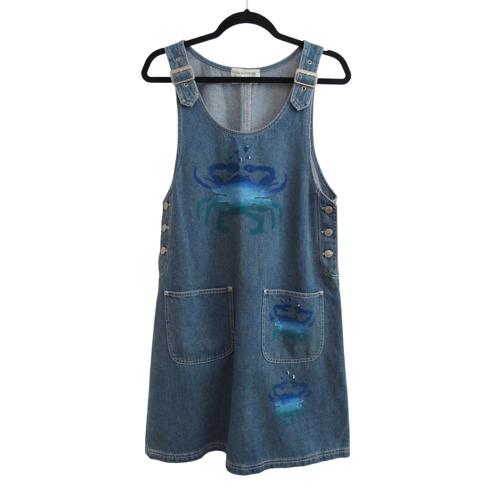 Vintage Daffy-Dills Overalls Women’s Small Denim Jean Hand Painted Coastal Crabs