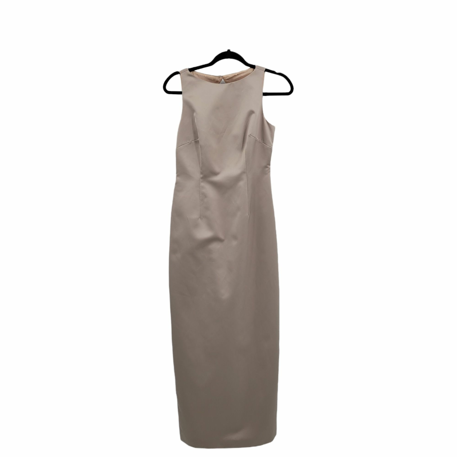 Vintage Shelli Segal Gown 4 Champagne Satin Sleeveless Peekaboo Bow Back