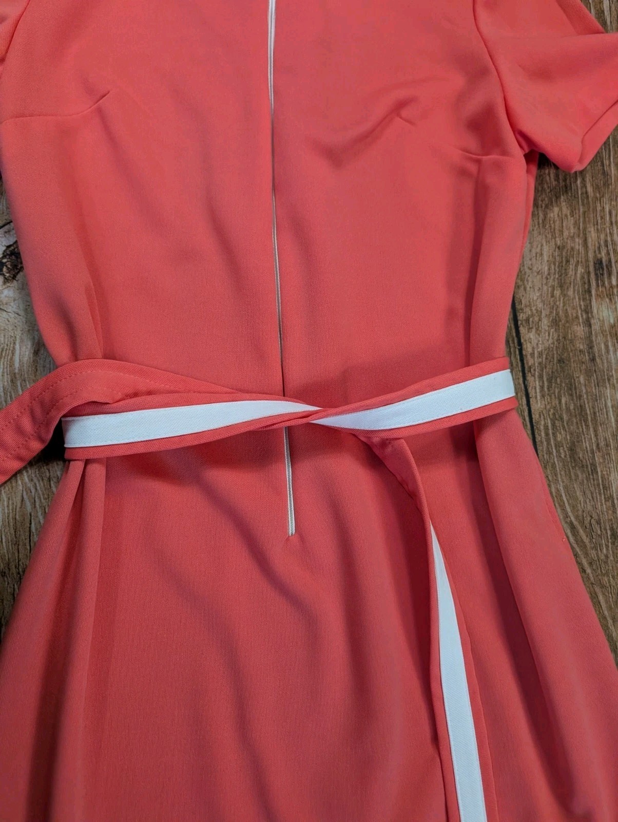 Vintage 1960s MPC Fashions Waitress Dress Orange White Striped Belted Women’s