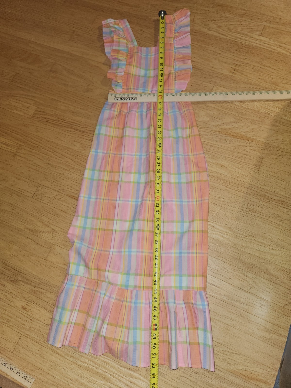 Vintage Ruffle Pinafore Apron Long Dress*Cottage Prairie Look*Homemade* sz Small