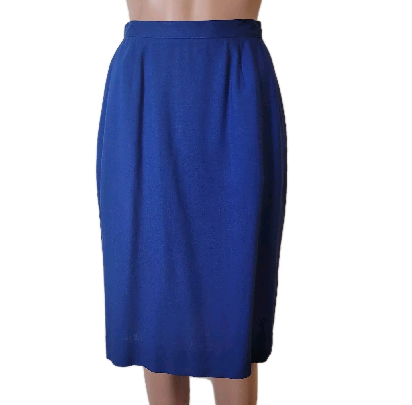 Vintage pencil Skirt Women’s XS 24″ bright blue 60s office Pinup academia cotton