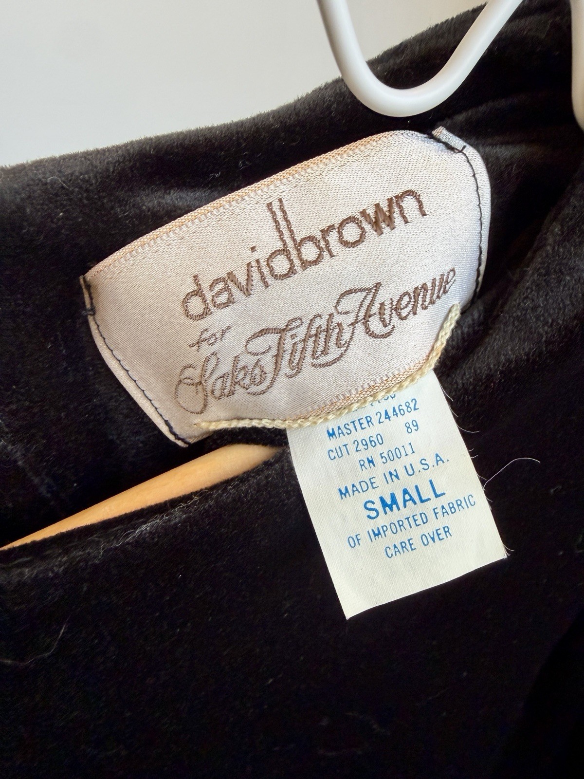Vintage David Brown Saks Fifth Avenue Black Velvet Gold Brocade Midi Dress S