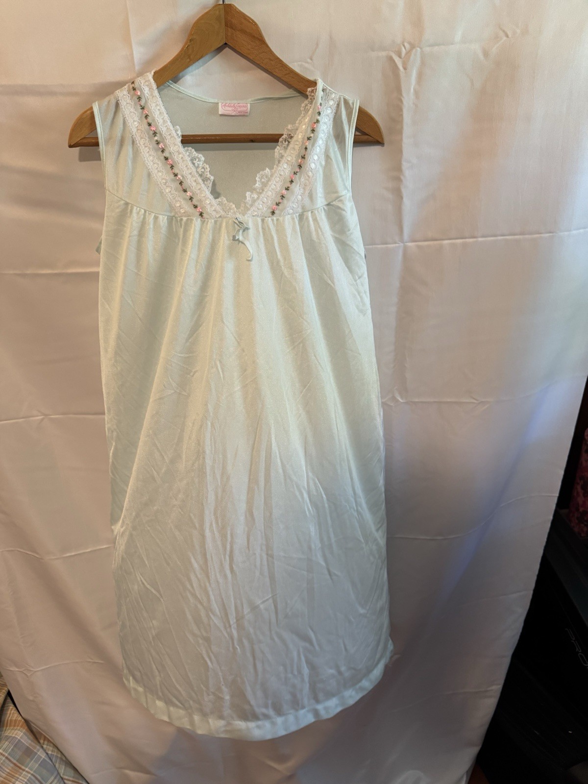 Vinatge Archdale Lingerie Small Blue Nylon Lace Floral Trim Sleepwear