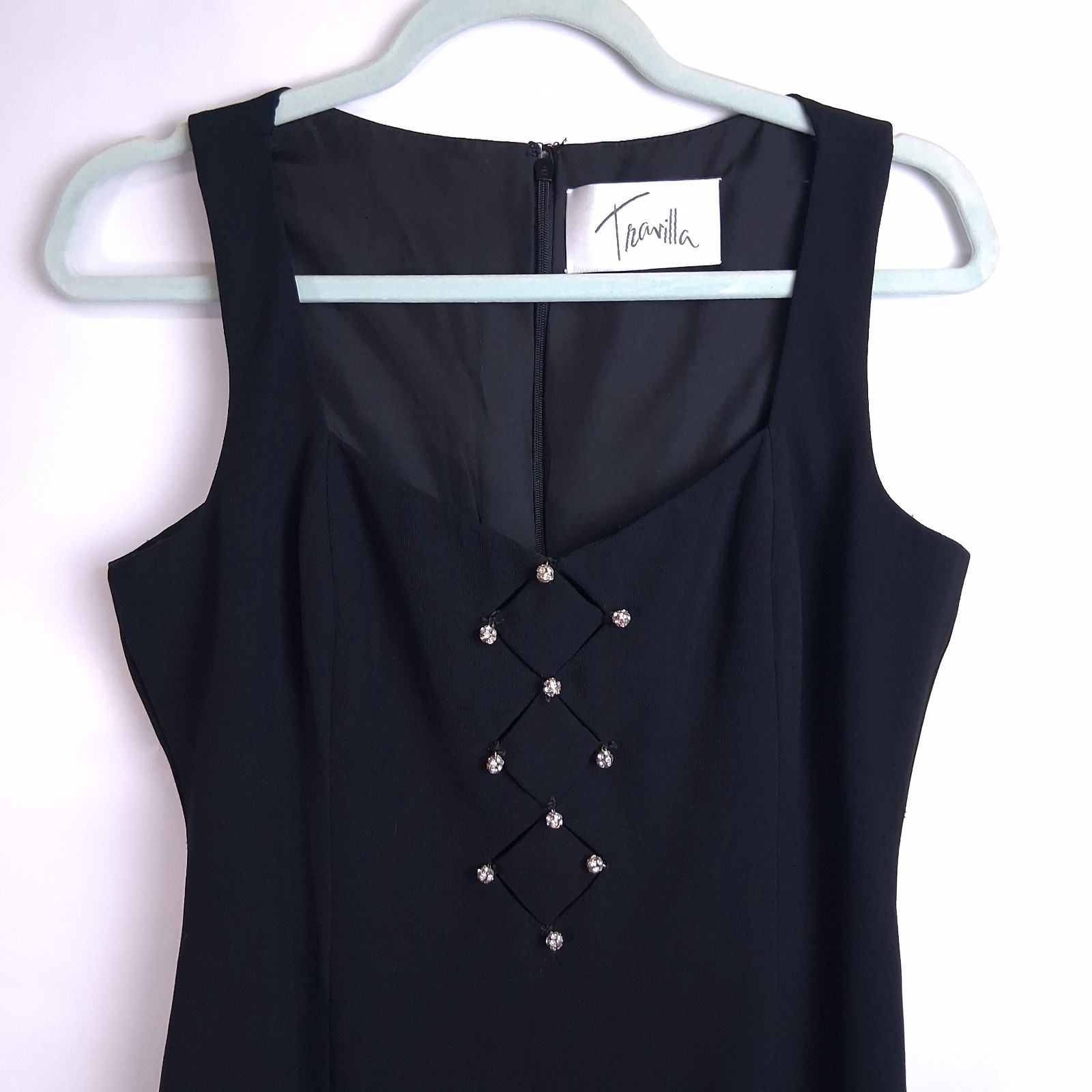 Vintage Travilla Cocktail Dress Black Size 10