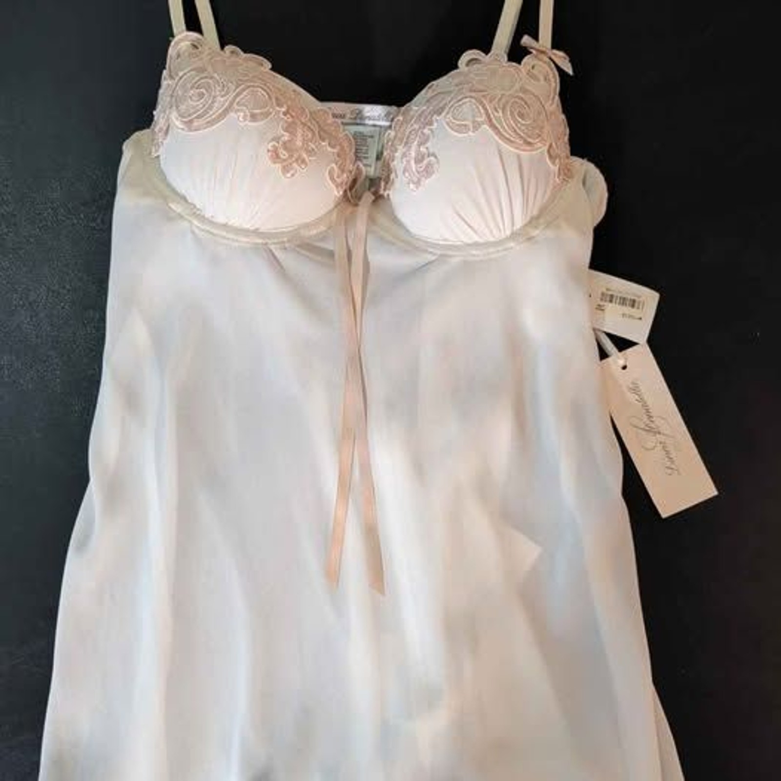 Linea Donatella Elcosa 2-Pc Babydoll G-String Set Ivory Lace Ruffle Small NWT