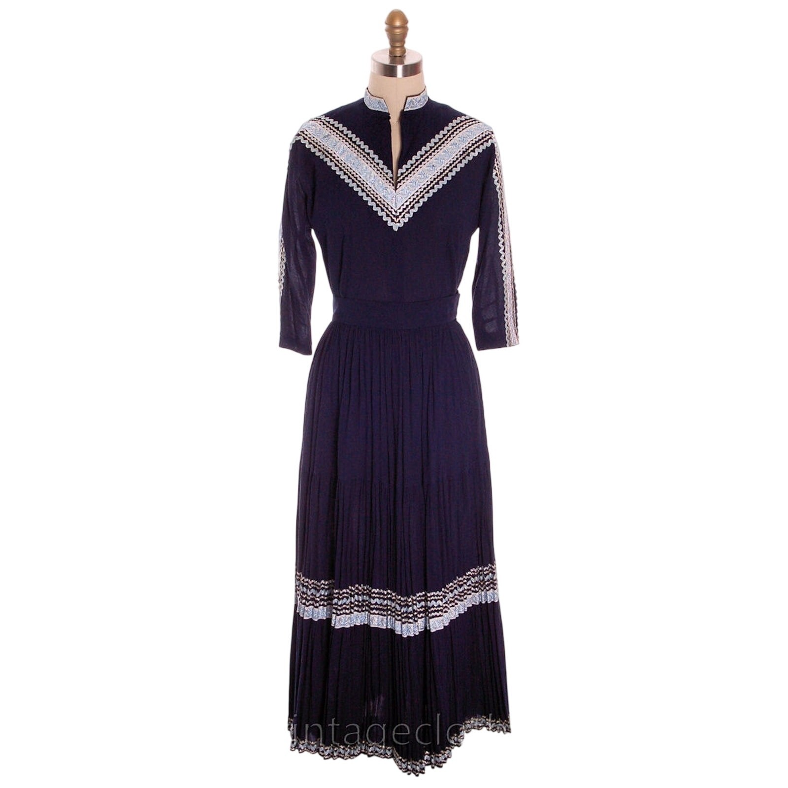 VTG 1950s Patio Dress Set Chiquita Tucson Blue Western Rockabilly S Gauze