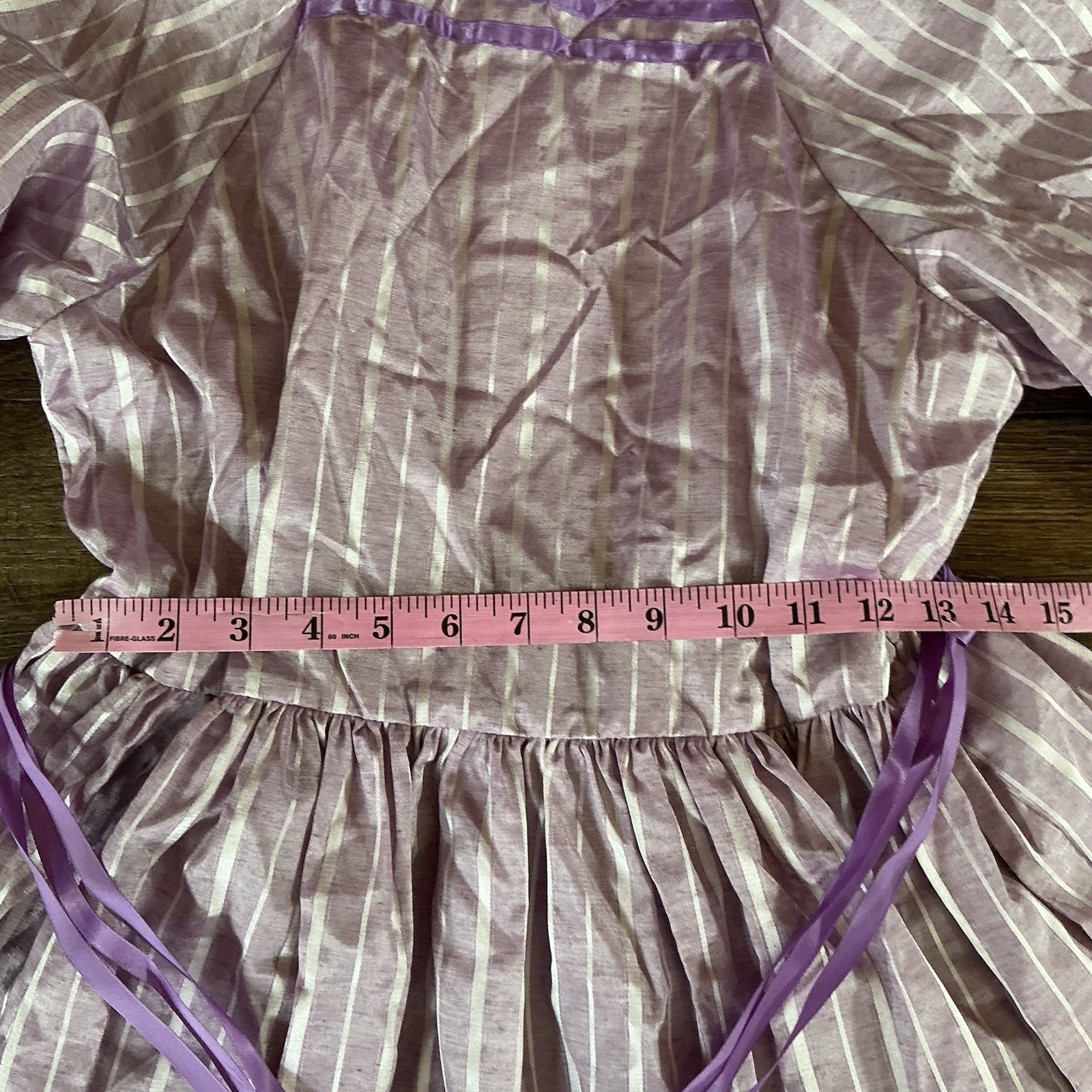 VINTAGE Love Prairie Dress Womens 16.5 Purple Striped USA Made Cottagecore #42C3