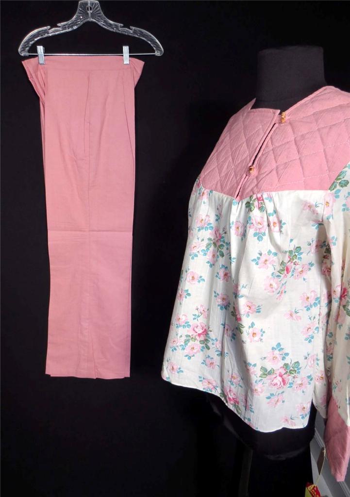 VERY RARE VINTAGE 1970’S „DEADSTOCK” NEVER WORN PINK FLORAL COTTON OUTFIT SIZE 8