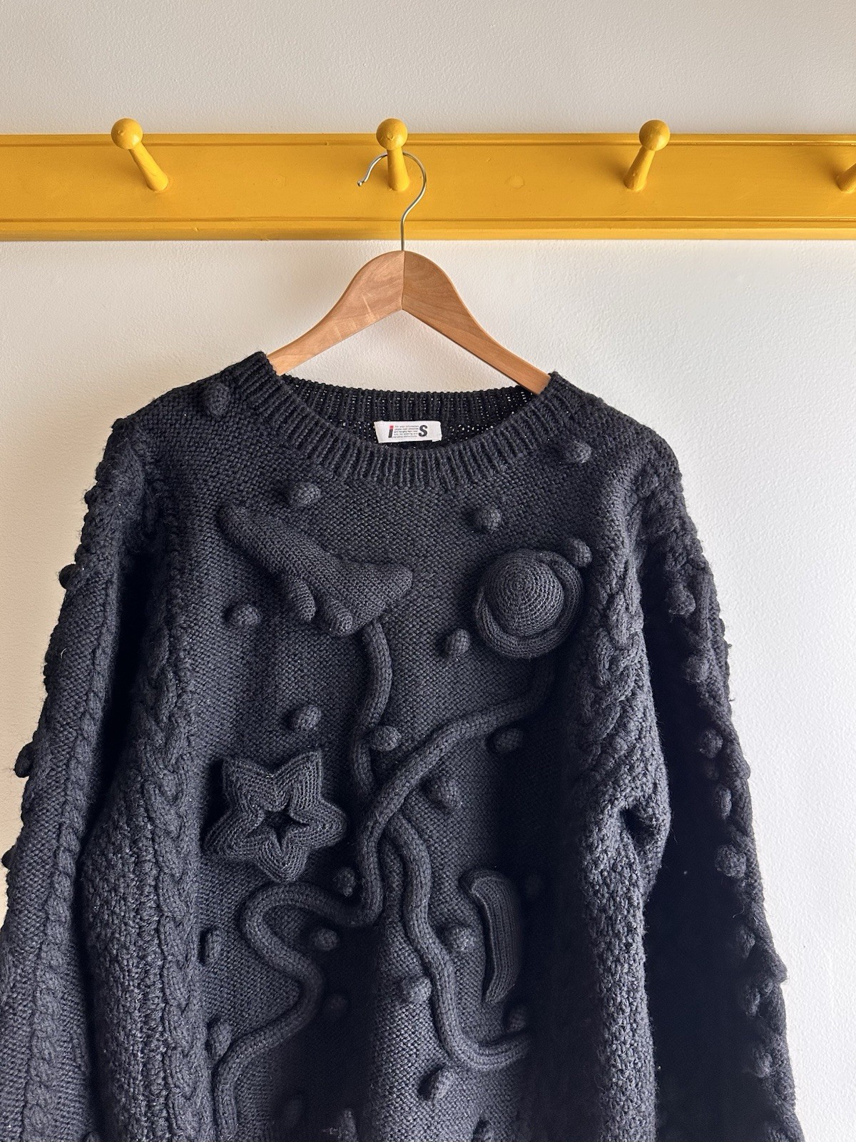 ISSEY MIYAKE I.S. Sport vintage stars, moon, planet 3D popcorn crewneck sweater