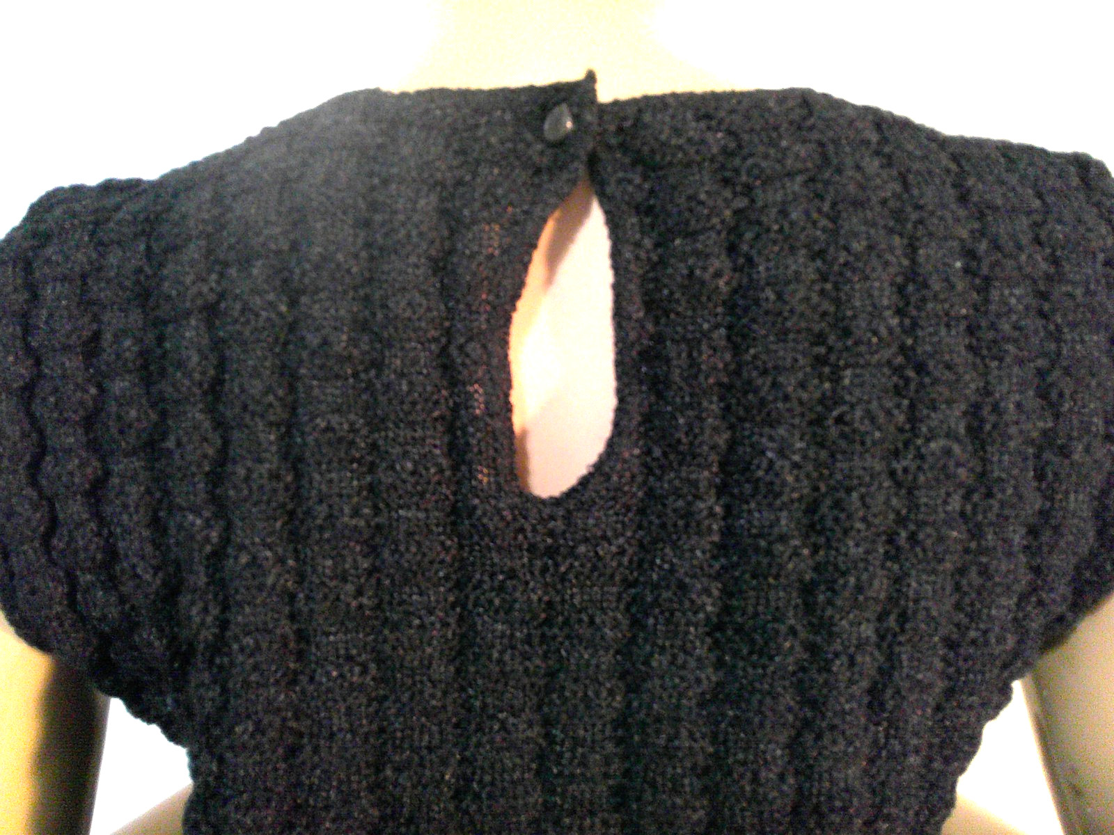 Vtg 60’s Mod Rockabilly Pin Up Black Antron Nylon Popcorn Sleeveless Shell Top L