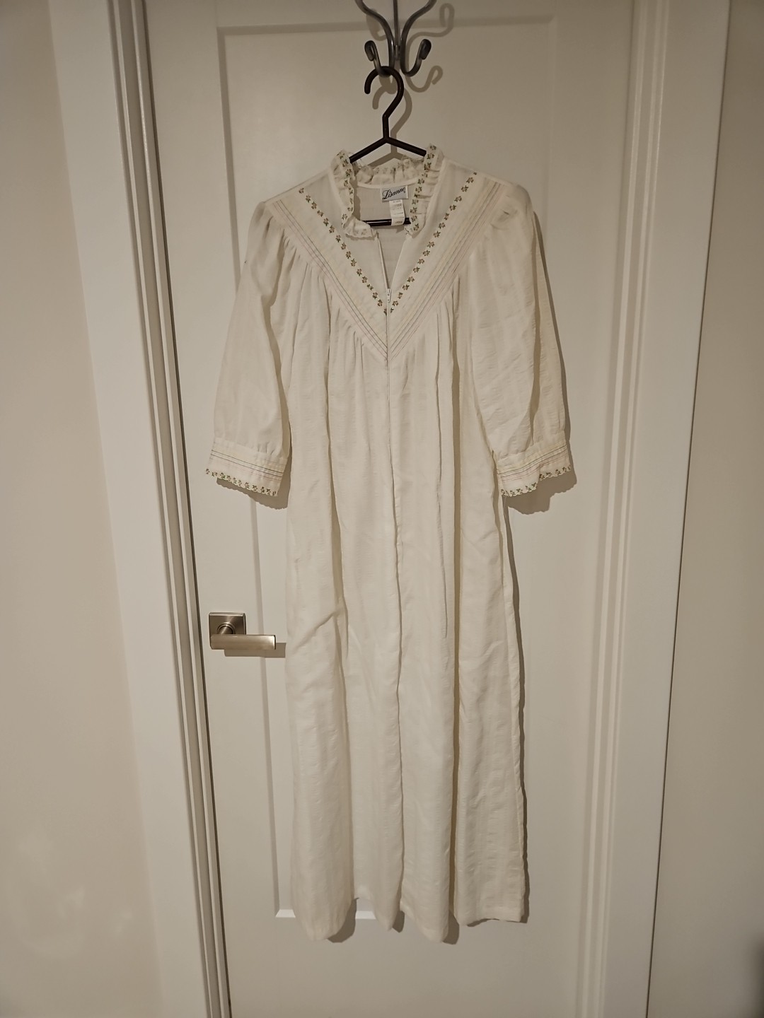 Womens Vintage Multicolor Lisanne Nightgown W/ Floral & Lace Trim Size L