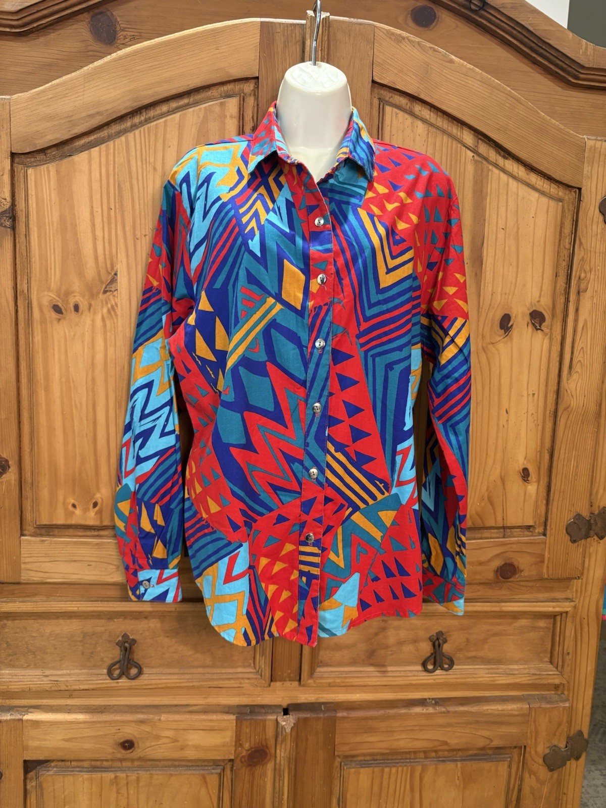 Vtg Western Shirt Circle T Marilyn Lennox XL Geometric Button Up Rodeo Cowgirl