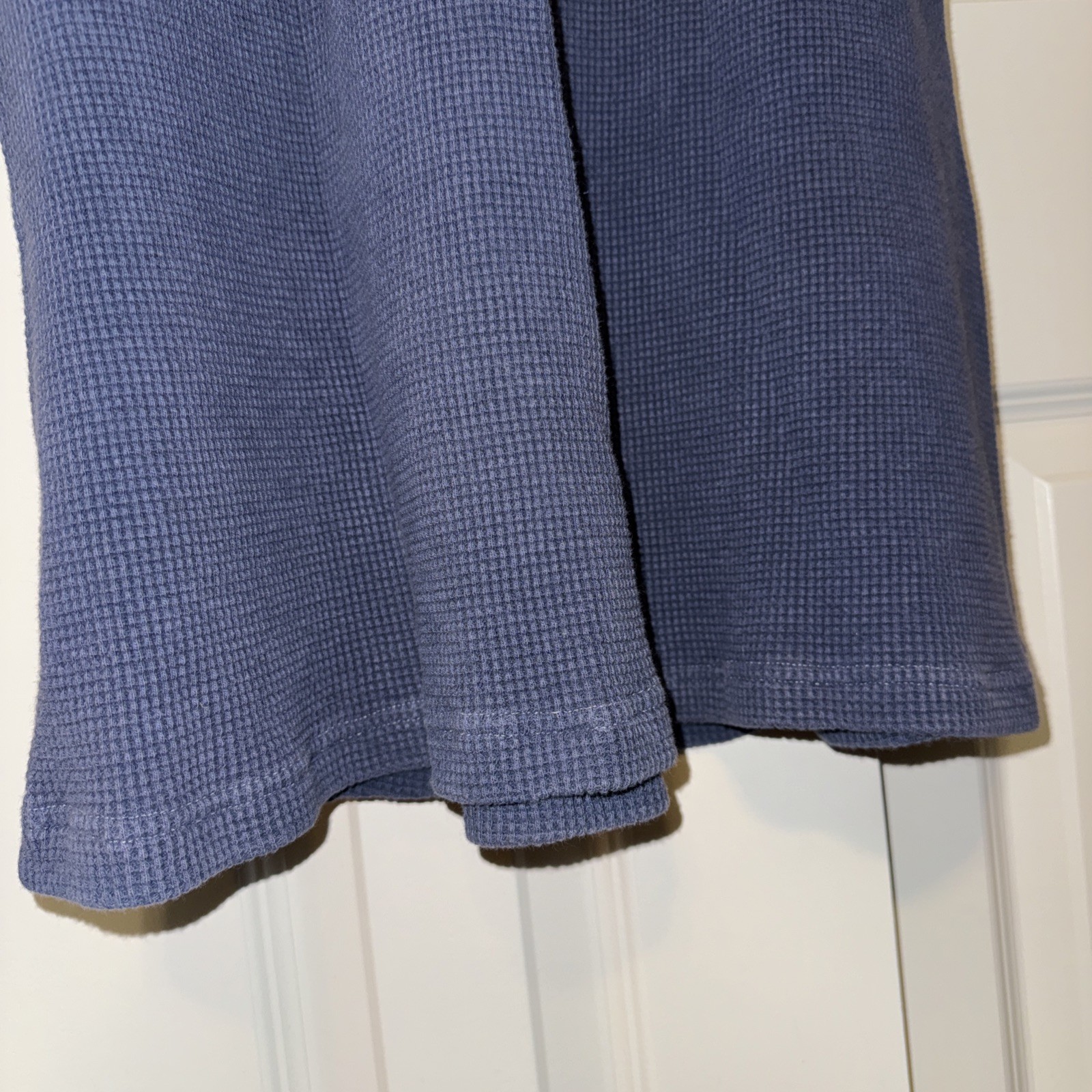 Liz & Jane Indigo Blue Cotton Maxi Dress MEDIUM waffle style long sleeves Y2K