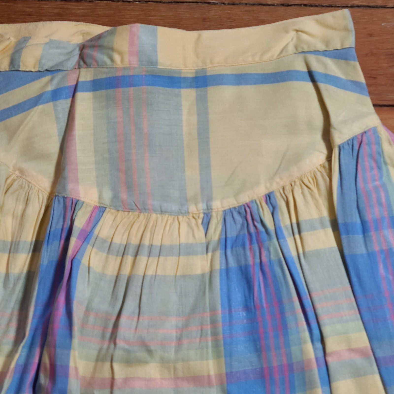 Vintage 70s/80s Santa Cruz Flat Front Plaid Skirt SZ 5 Cotton A-line Full Retro