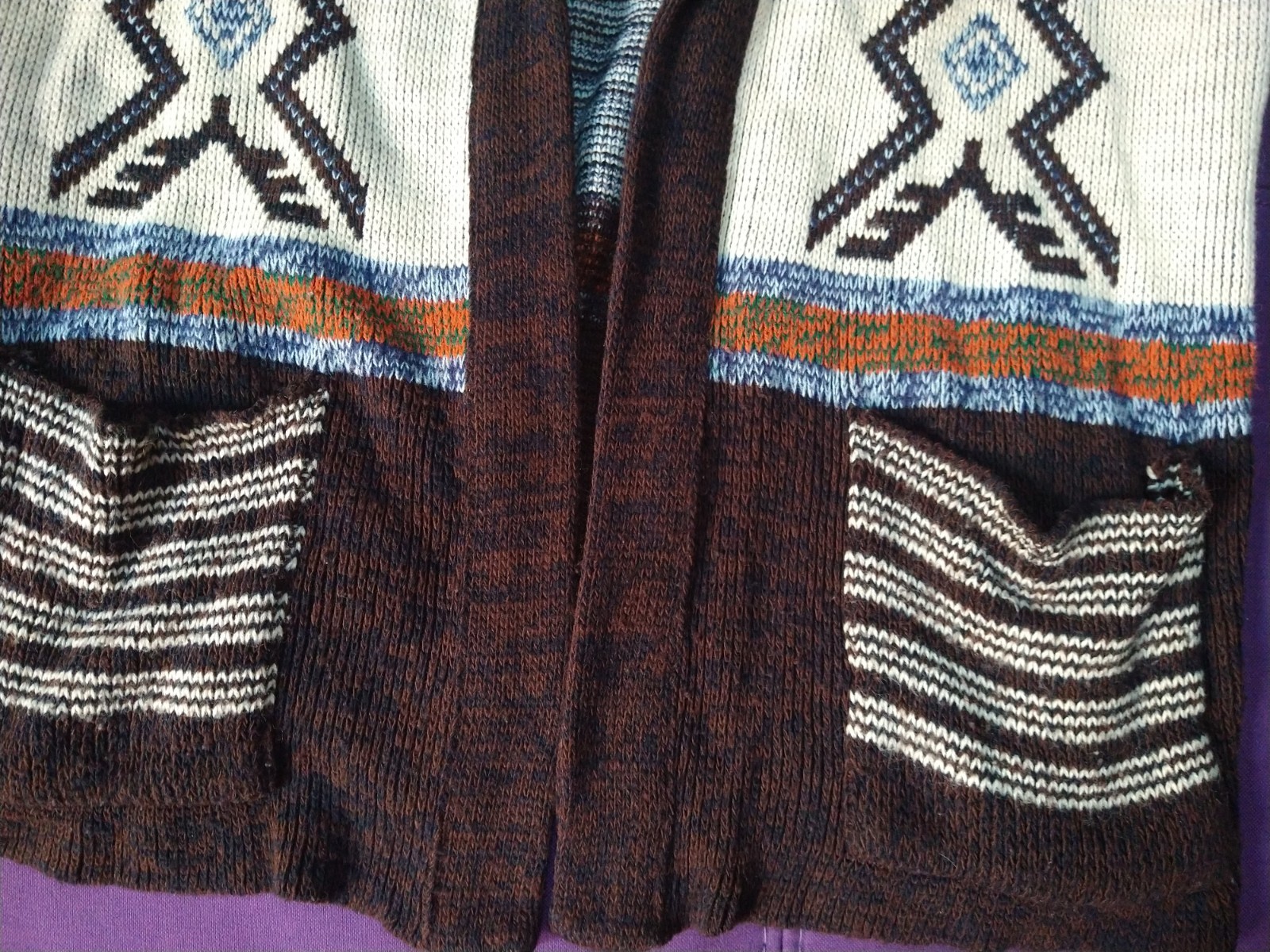 Vintage 80’s Retro Fall cardigan Western Native Boho Design Sweater Size L