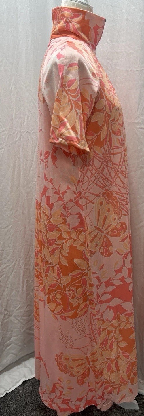 Vintage 70s Miss Elaine Mori Butterfly Floral Peignoir Set Nightgown Robe SZ SM