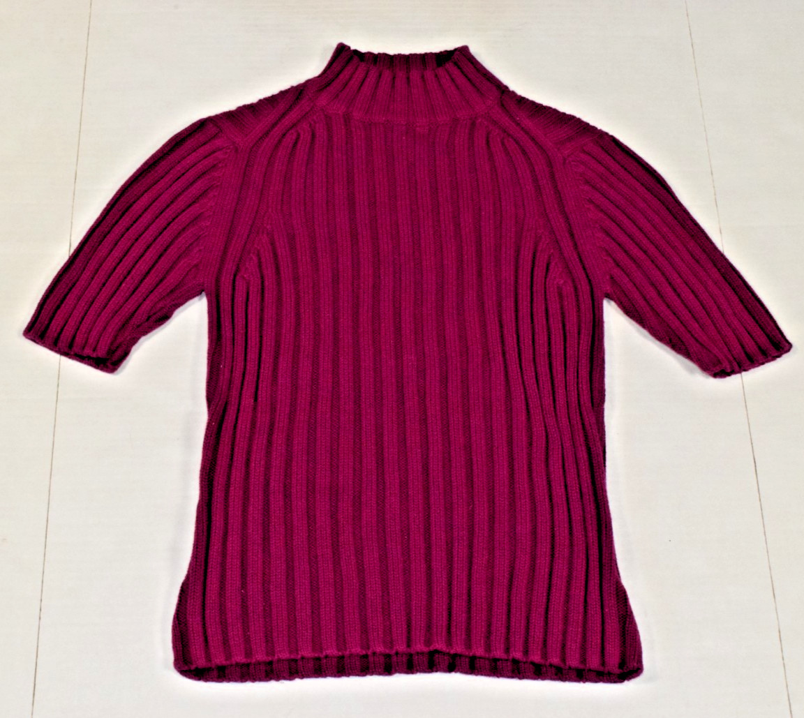 Vintage St Johns Bay Sweater Top Size M 90s Fuchsia Pink Ribbed Cotton
