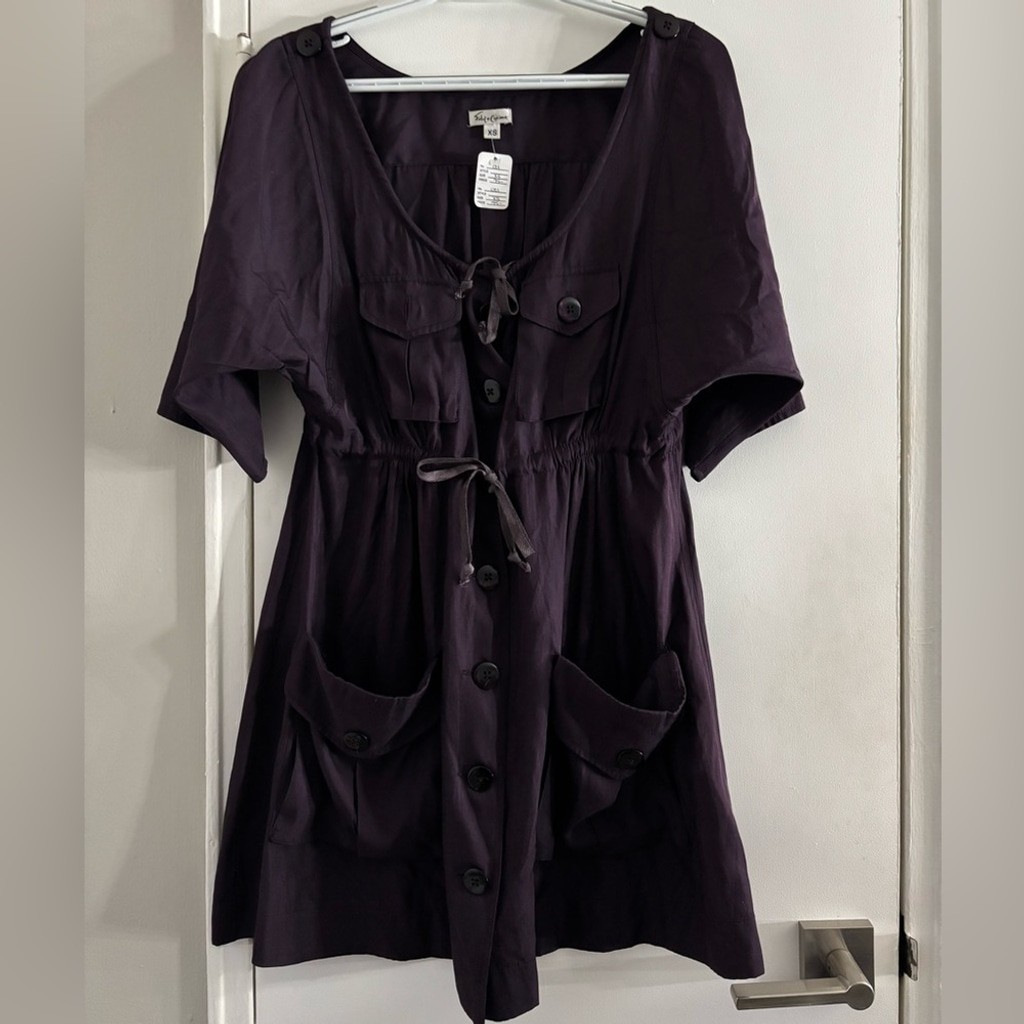 Foley + Corinna Y2K Purple Cargo Utility Silk Cotton Dress Xs $95 2015 Spring
