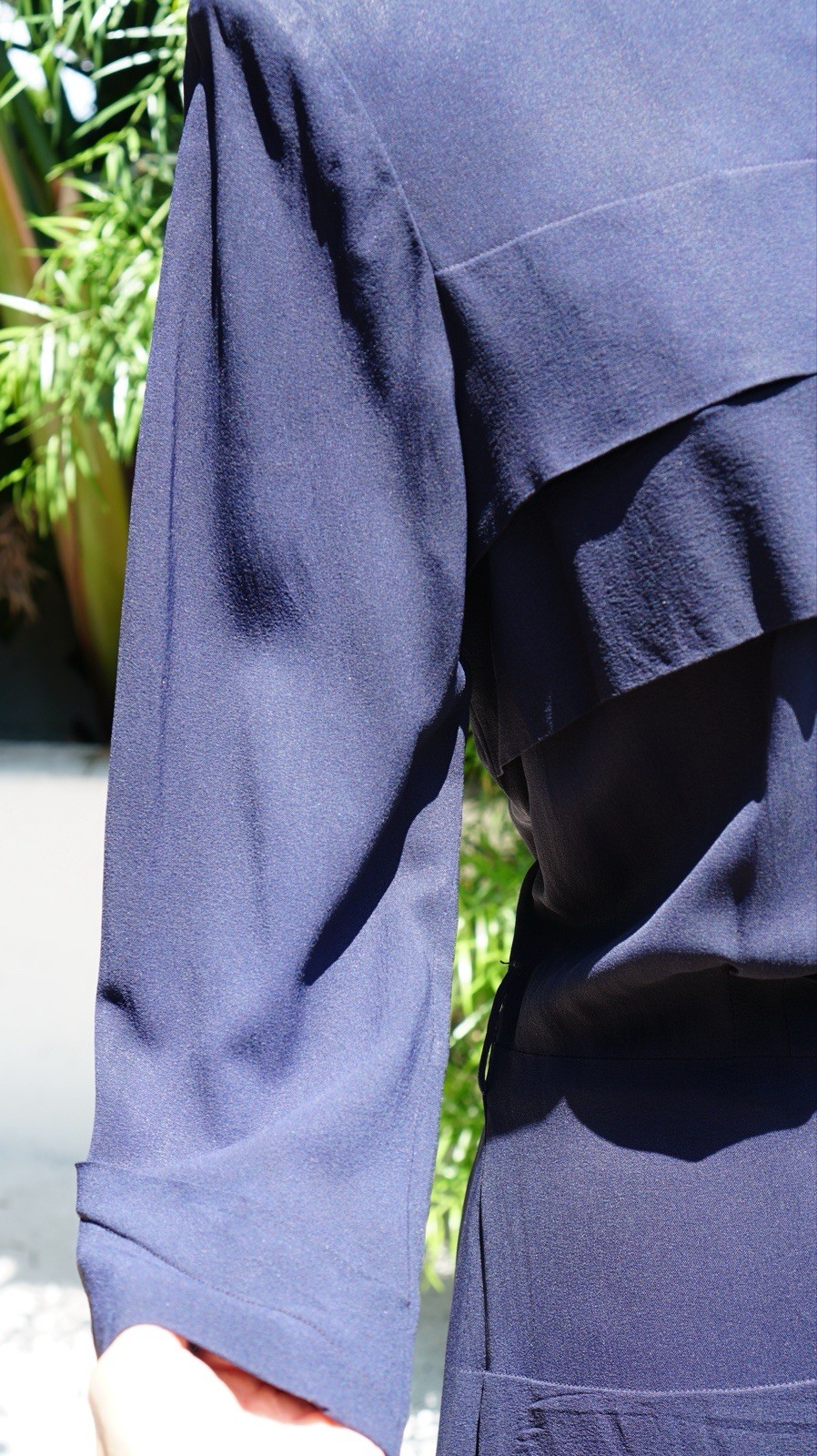Vtg 1940s Navy Blue Rayon Crepe Dress Le Roy M