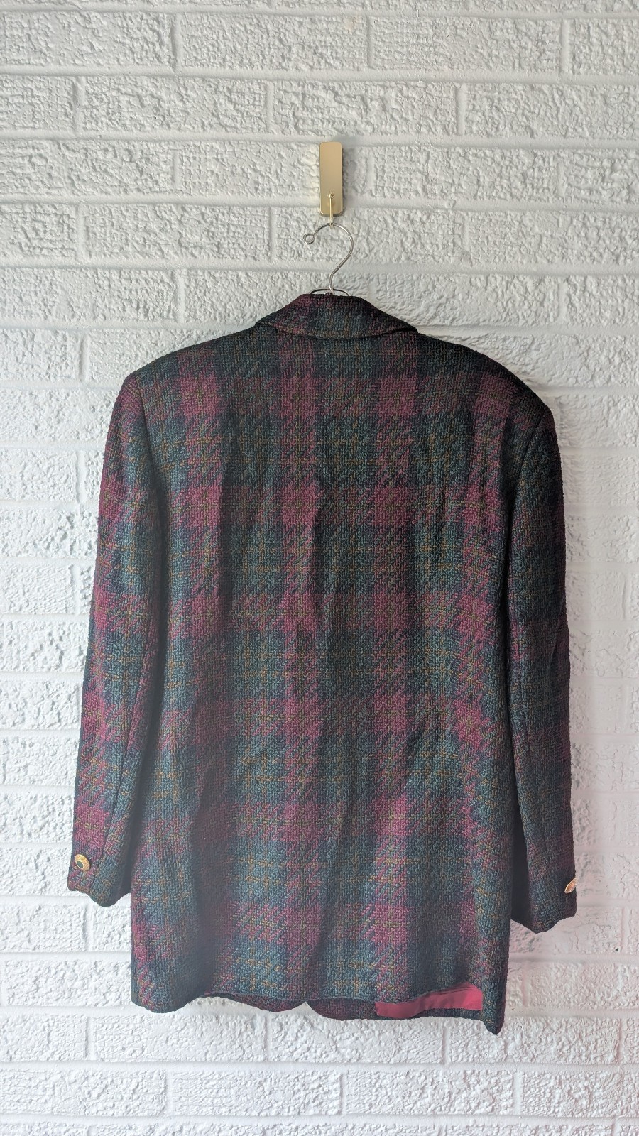 Vintage Cappagallo Size 8 Burgundy plaid Blazer with shoulder pads Business
